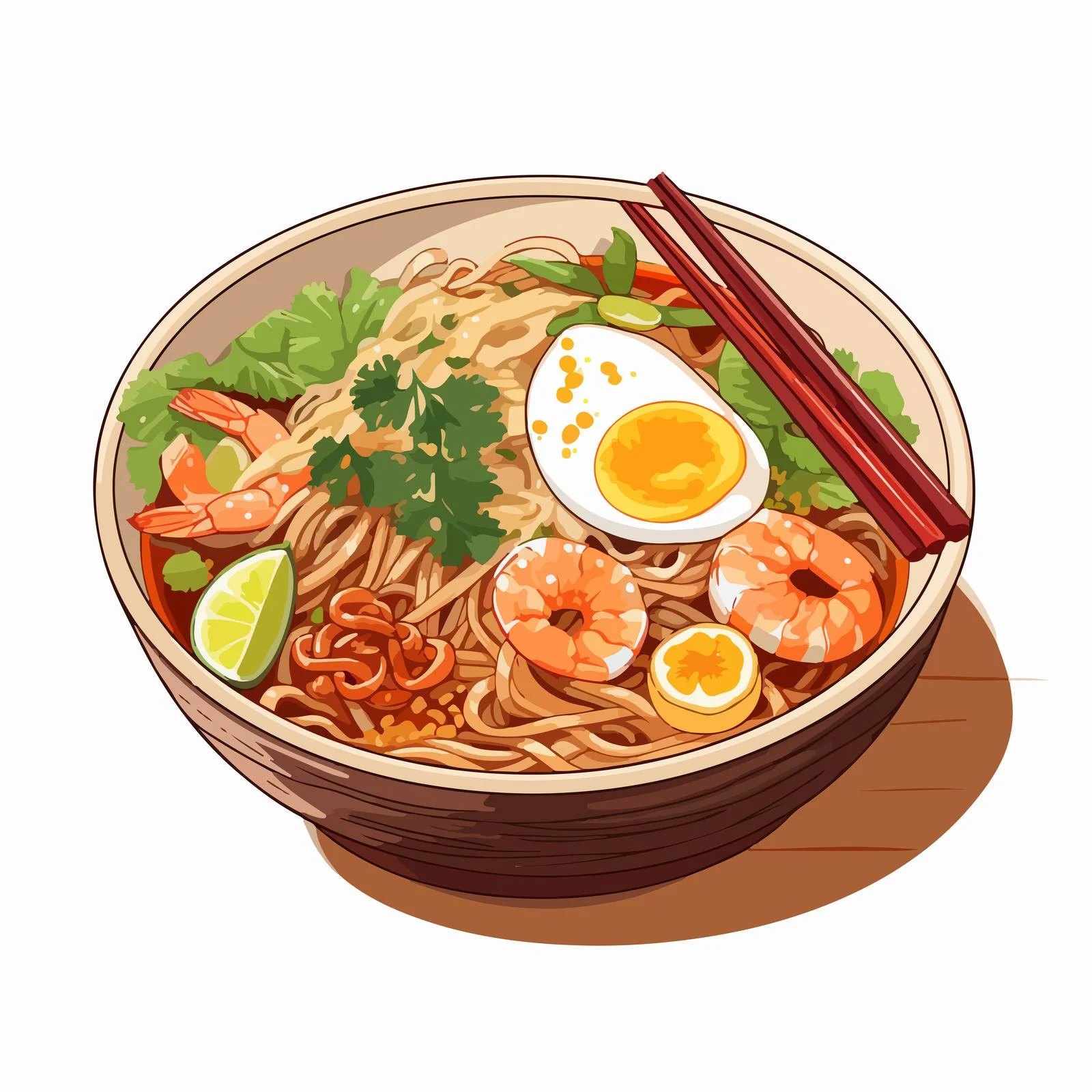 Authentic Thai Fried Noodles Vector Art — free download from Dotvec