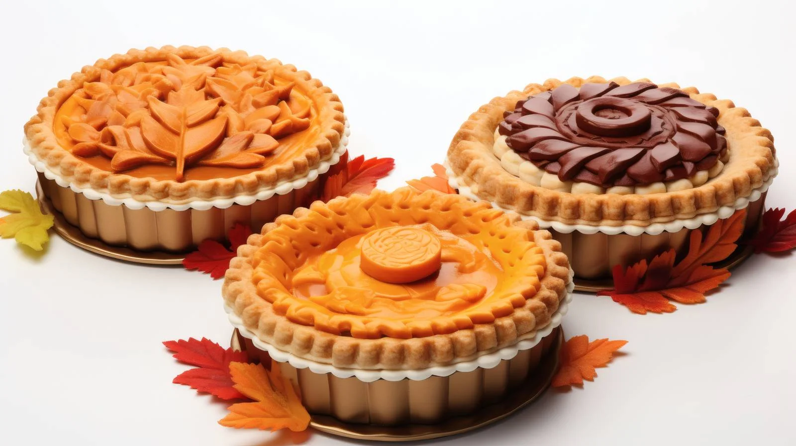 Assorted Autumn Pies on White Background — free download from Dotvec