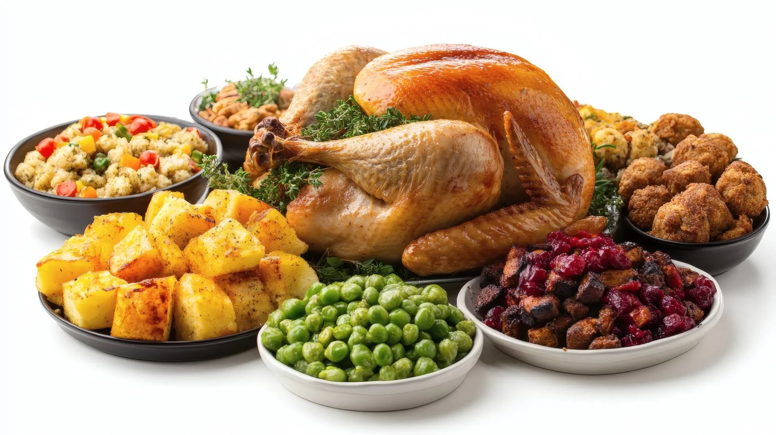 Traditional Thanksgiving Feast with all Fixings – free mashed image from Dotvec