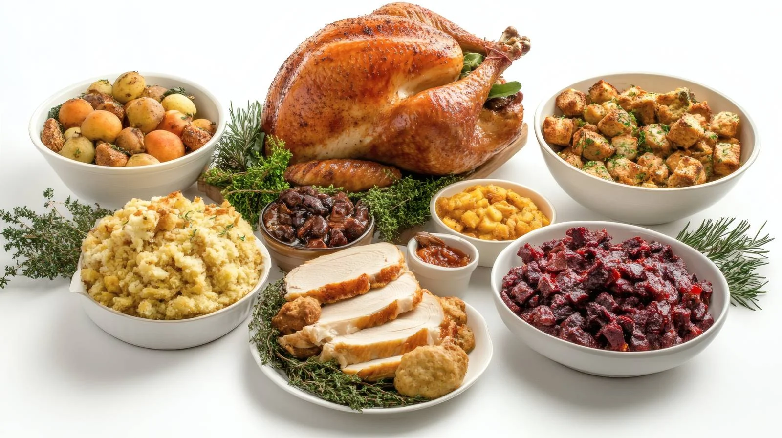 Festive Thanksgiving Feast with Complete Sides Spread — free download from Dotvec