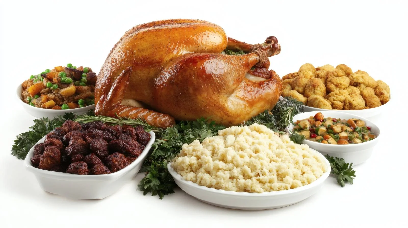 Traditional Thanksgiving Feast with Sides Isolated — free download from Dotvec