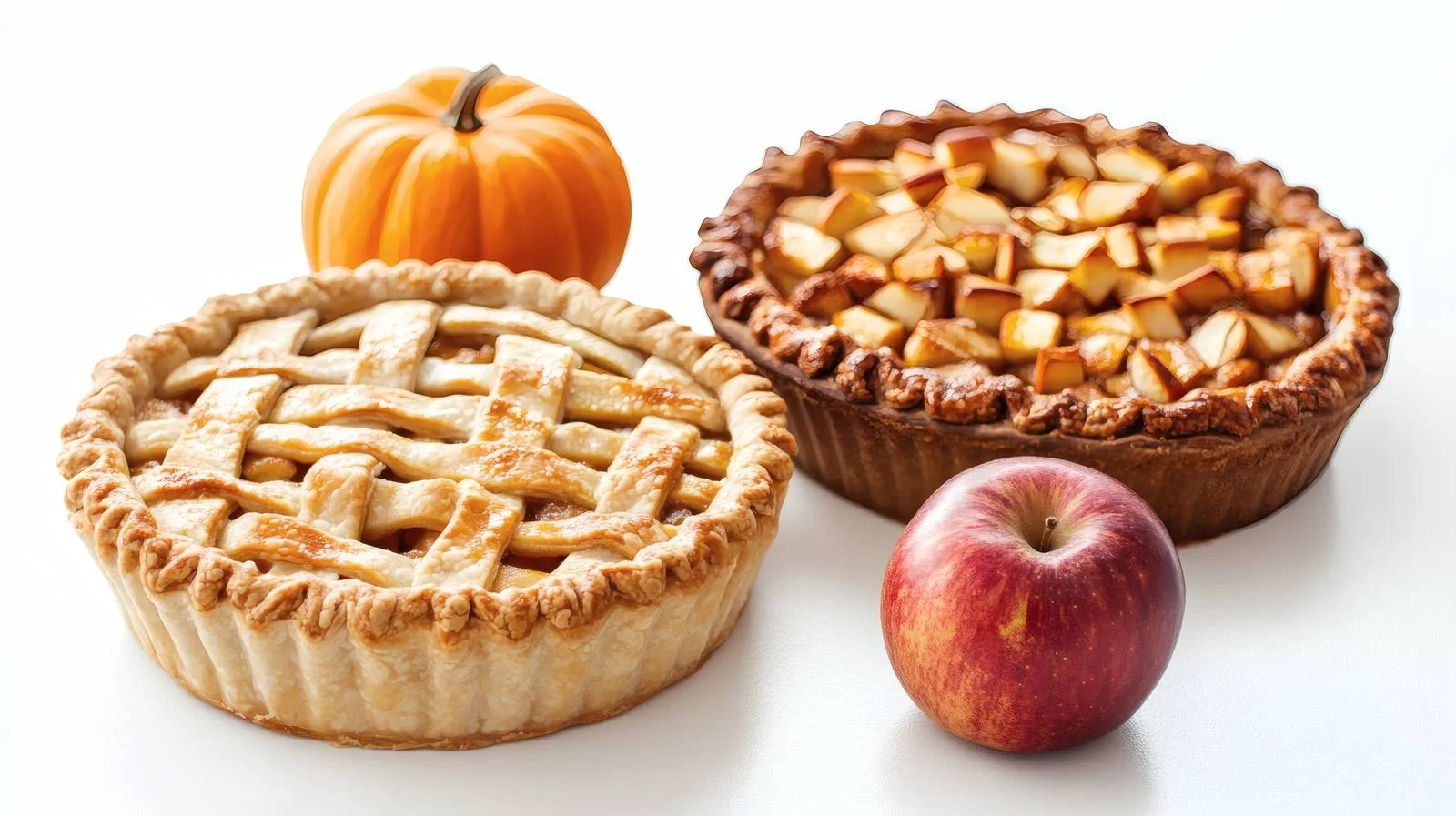 Festive Pumpkin and Apple Pies on White — free download from Dotvec