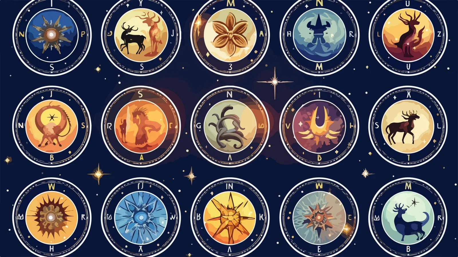 Zodiacal Constellations Vector Illustration — free download from Dotvec