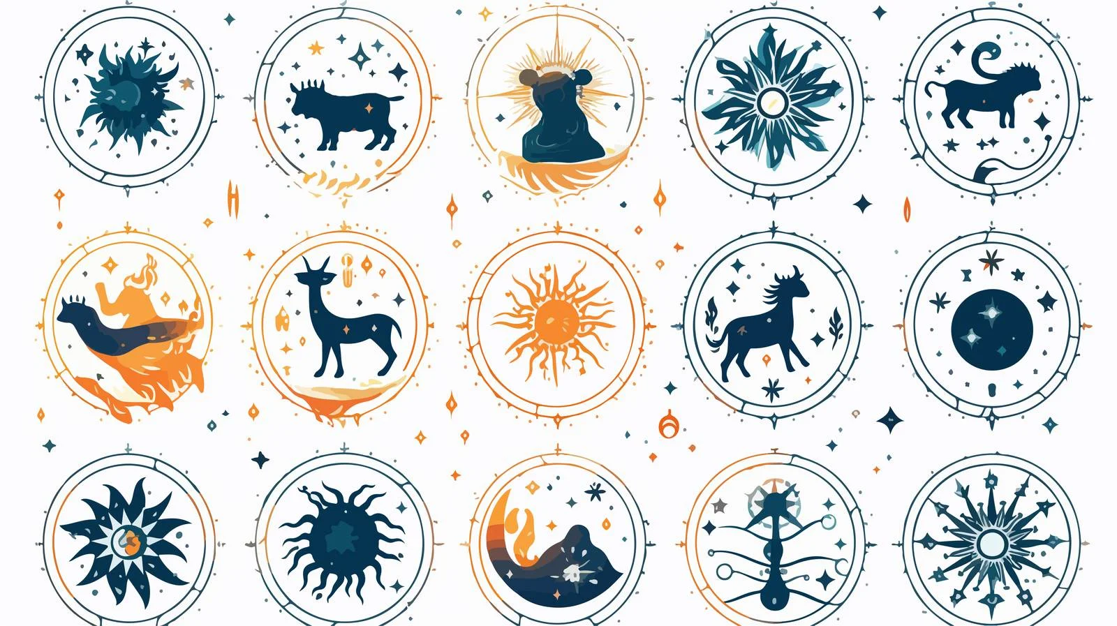 Zodiacal Symbols Constellations Vector Illustration — free download from Dotvec