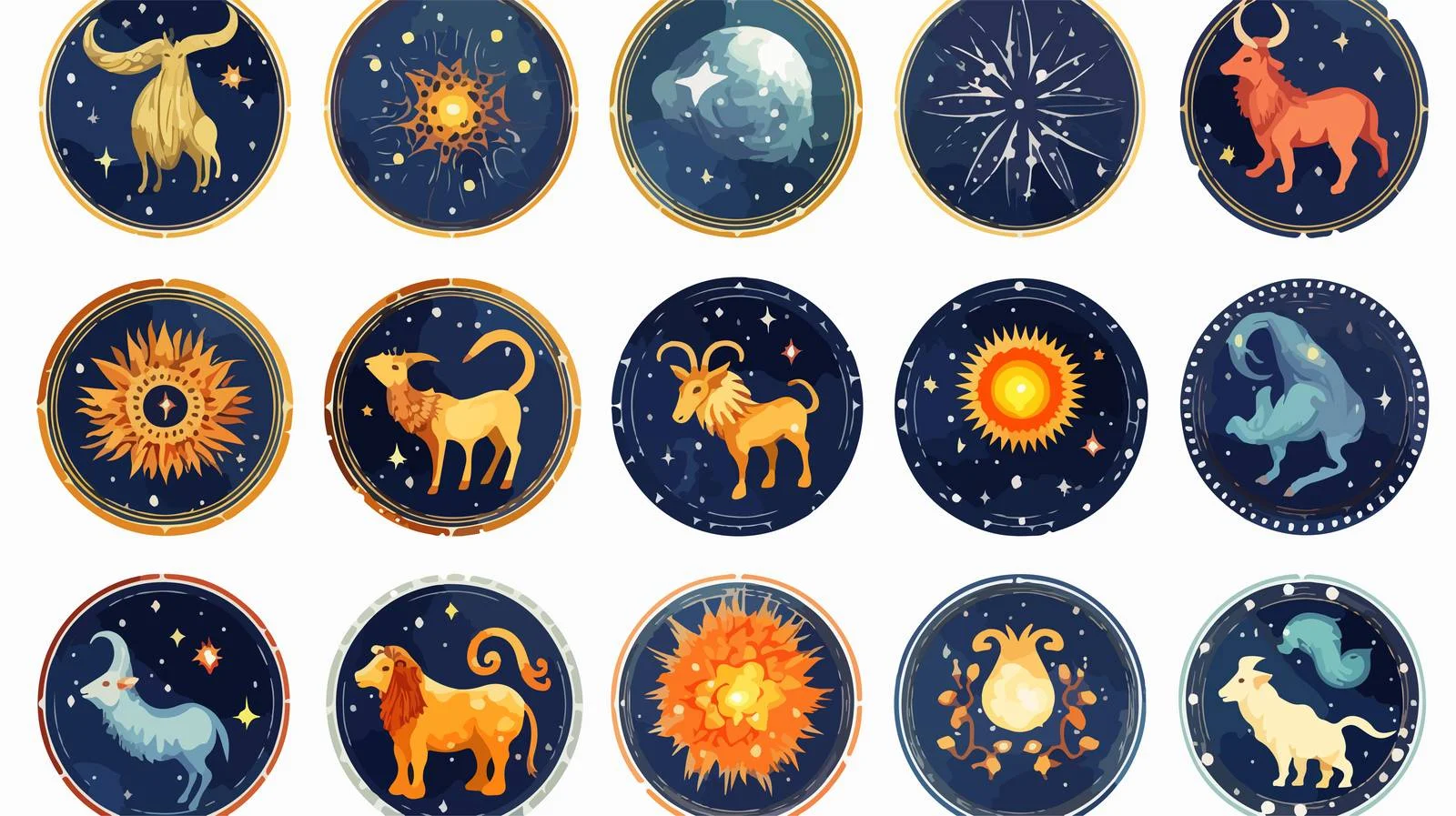 Zodiac Symbols Constellations Vector Illustration — free download from Dotvec