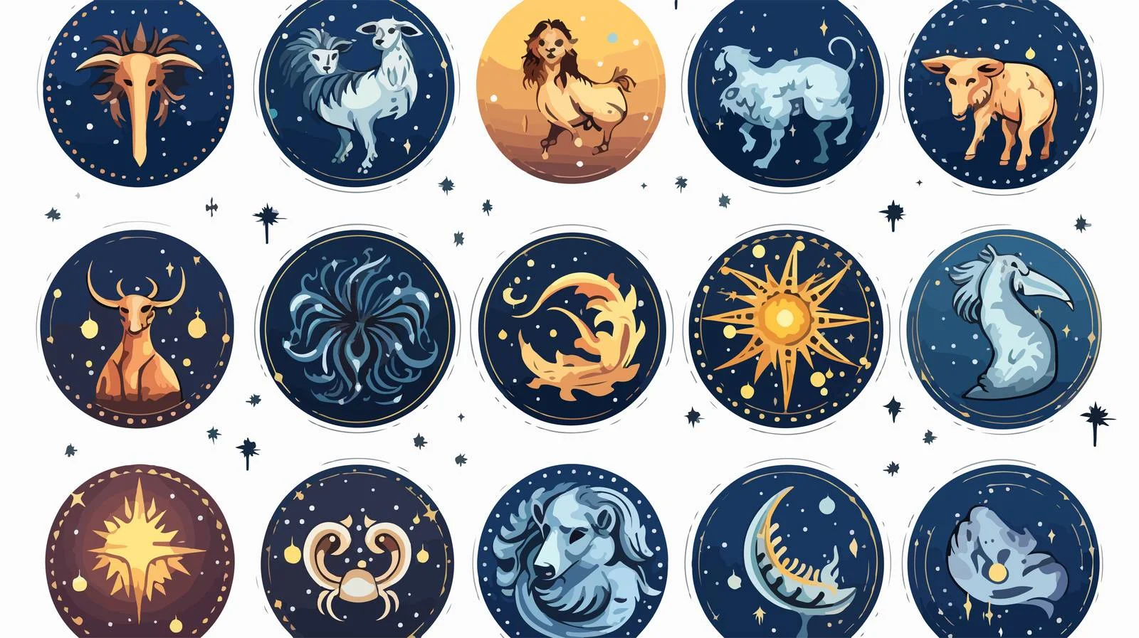 Zodiacal Symbols & Constellations Stock Vector — free download from Dotvec