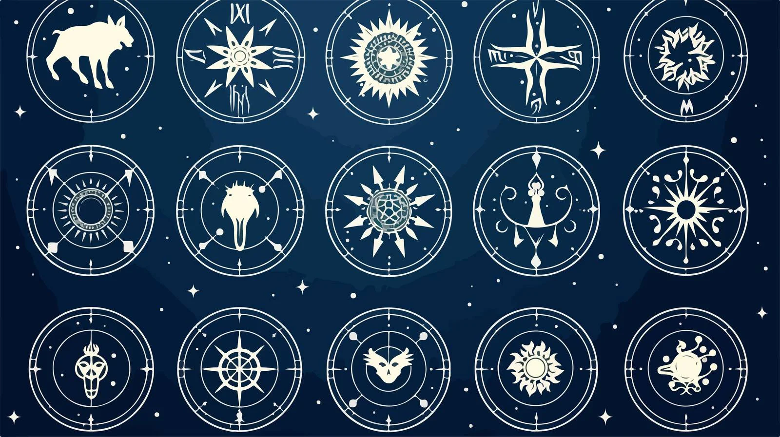 Zodiacal Symbols and Constellations Vector Illustration — free download from Dotvec