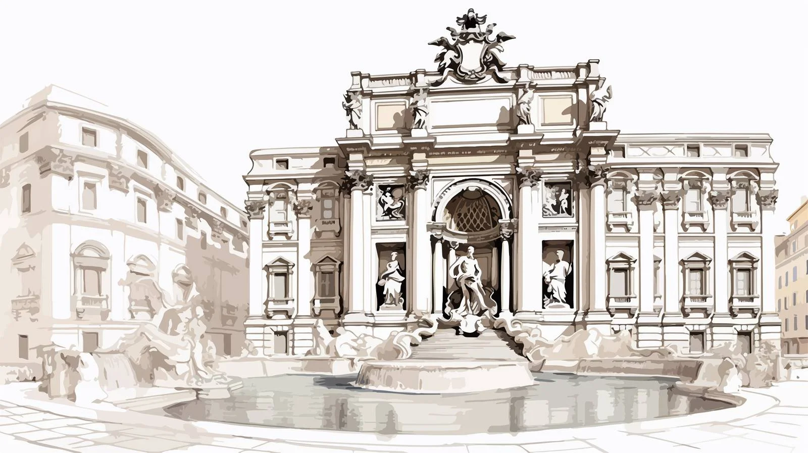 Iconic Trevi Fountain and Surrounding Architecture — free download from Dotvec
