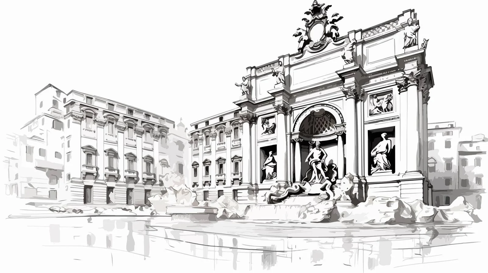 Trevi Fountain and Neighboring Architecture — free download from Dotvec