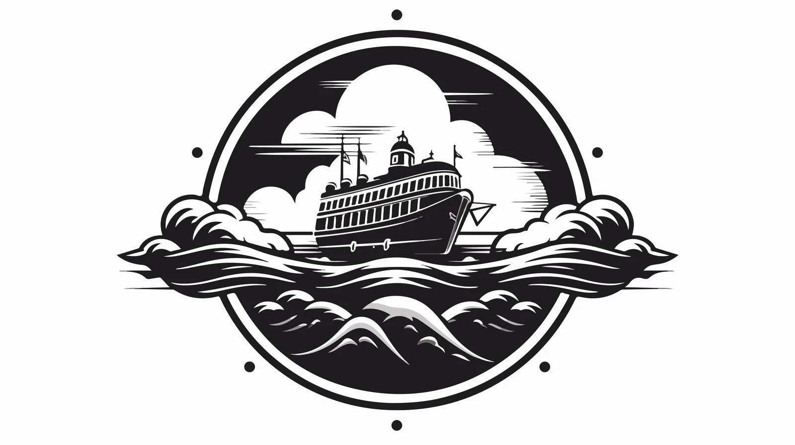 Airship Over Sea Monochrome Logo – free airship image from Dotvec