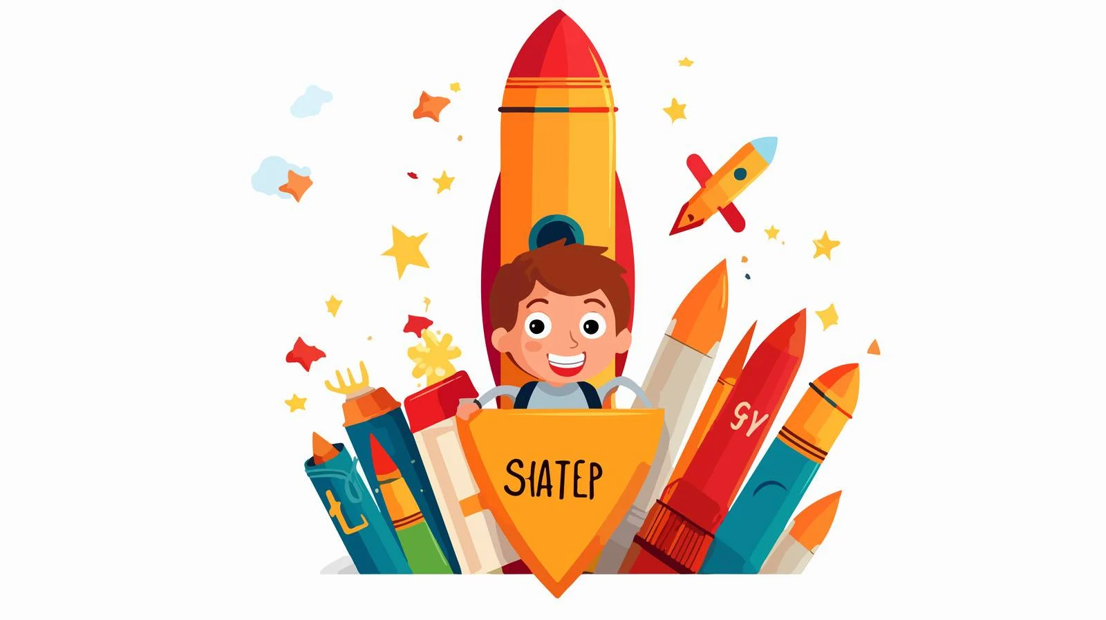 Creative Wooden Pencil Rocket Ride — free download from Dotvec