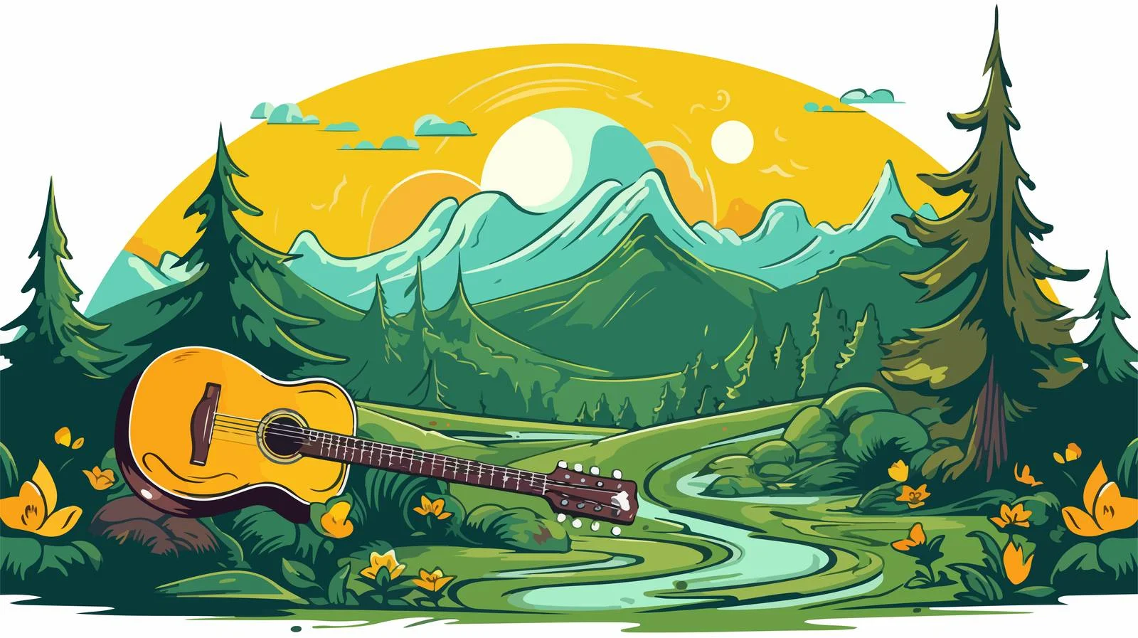 Cartoon Style Green Yellow Background — free download from Dotvec