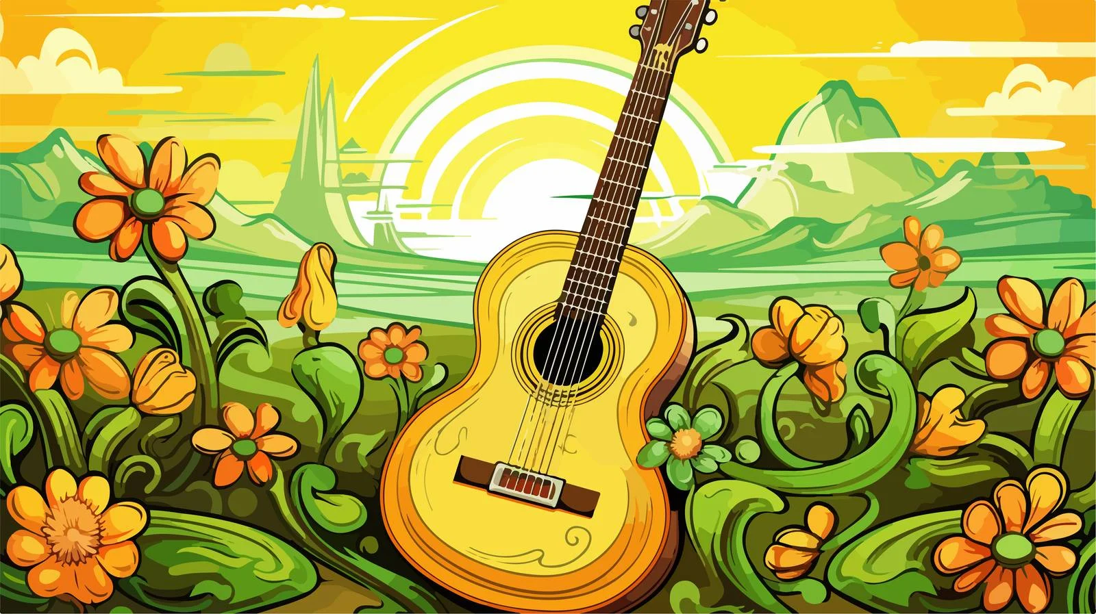 Vibrant Cartoon Green Yellow Background — free download from Dotvec