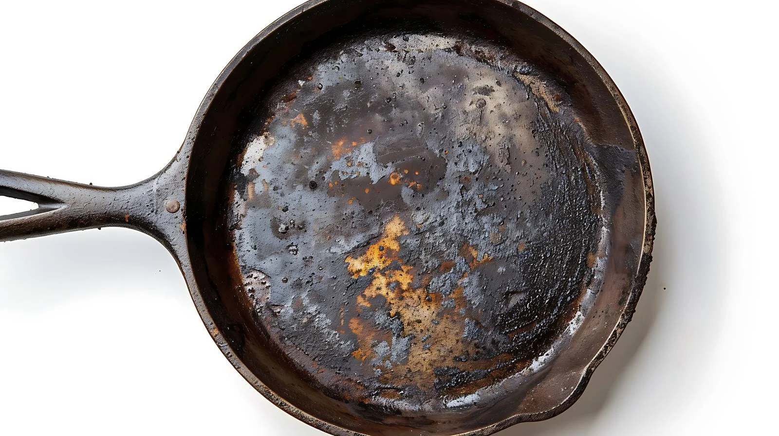 Vintage cast iron skillet with charred bottom — free download from Dotvec