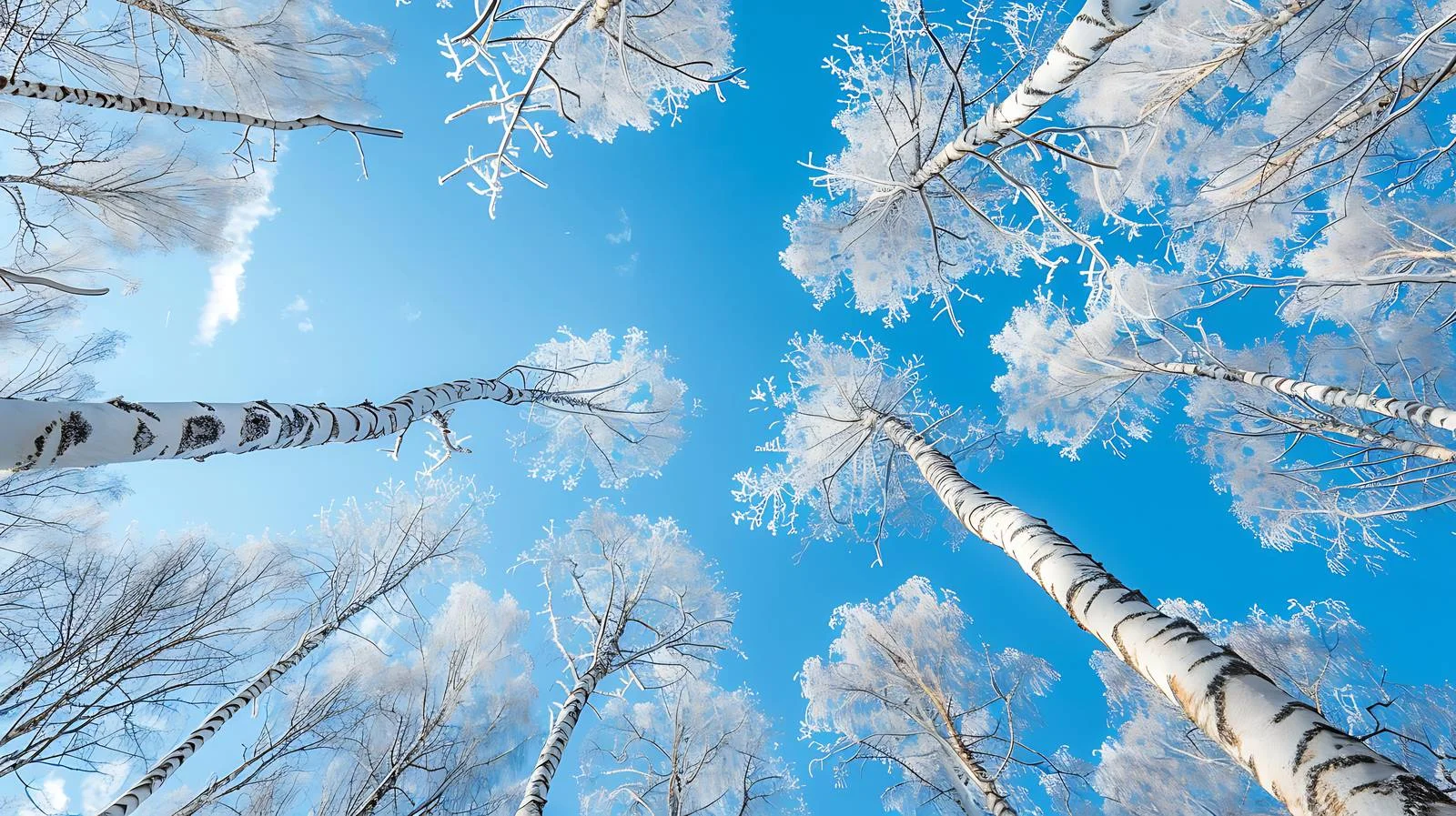 Frosty Birch Tree Crowns Glisten — free download from Dotvec