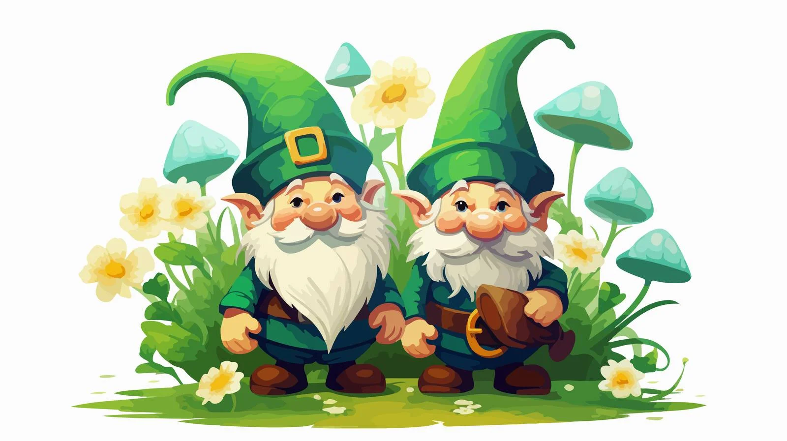Whimsical Gnomes with Green Hat and Clover — free download from Dotvec