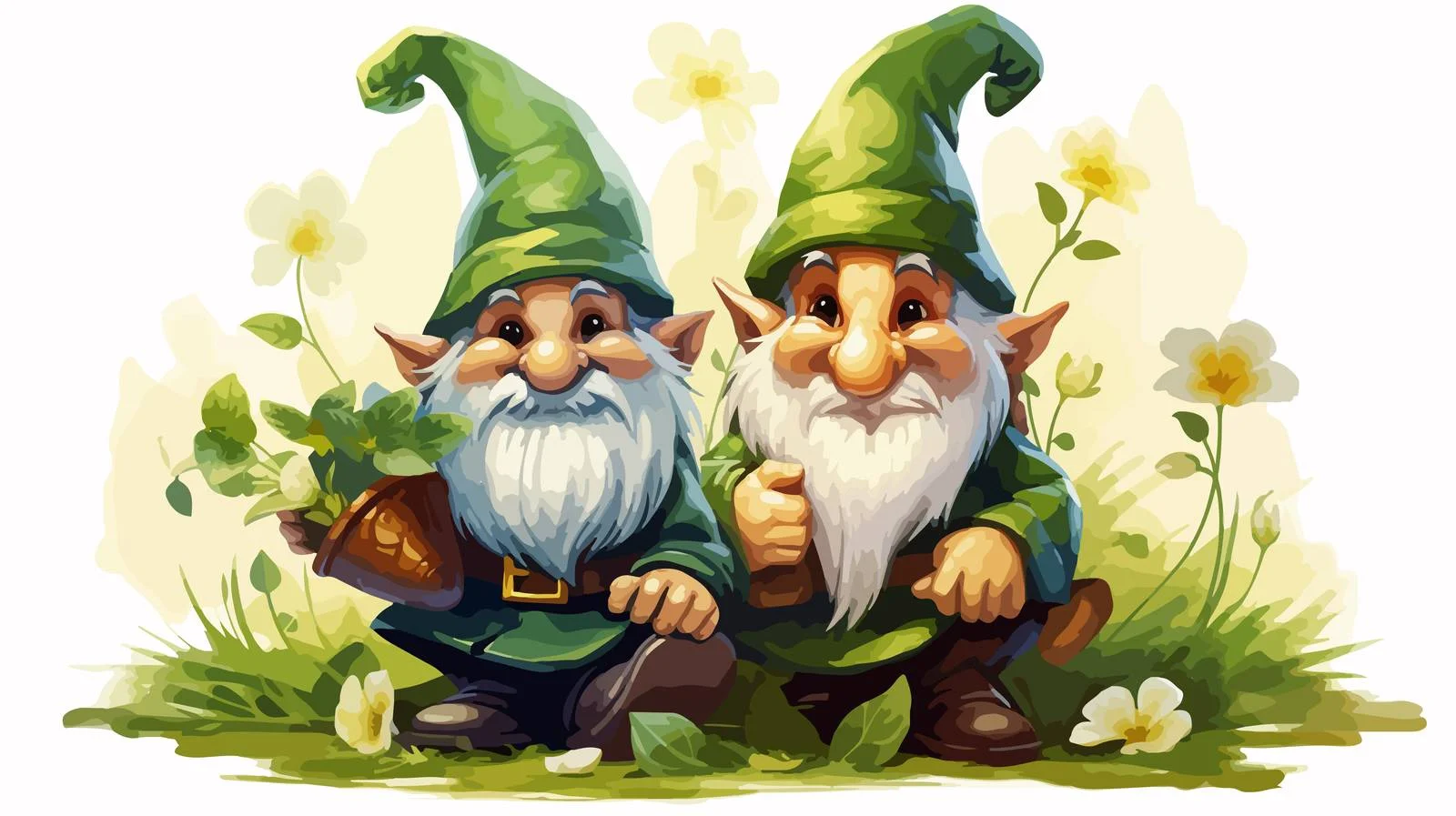 Whimsical Gnome Clovers Green Hat Image — free download from Dotvec