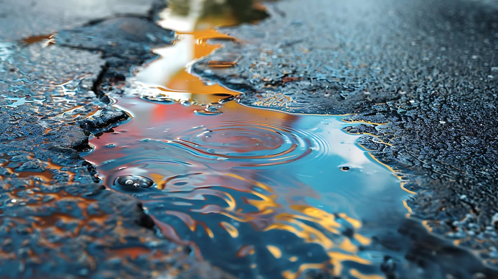 Impact of Oil Slick on Asphalt Road — free download from Dotvec
