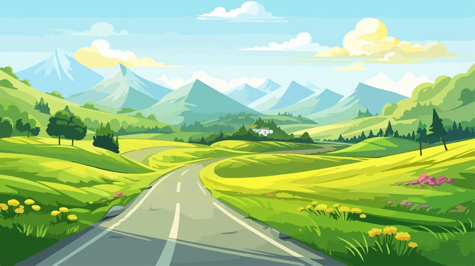 Scenic Road Through Green Mountains — free download from Dotvec