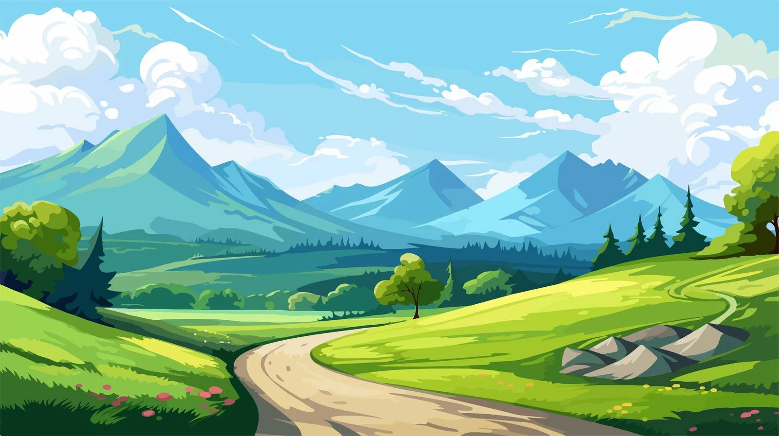 Tranquil Road Amid Lush Mountain Scenery — free download from Dotvec
