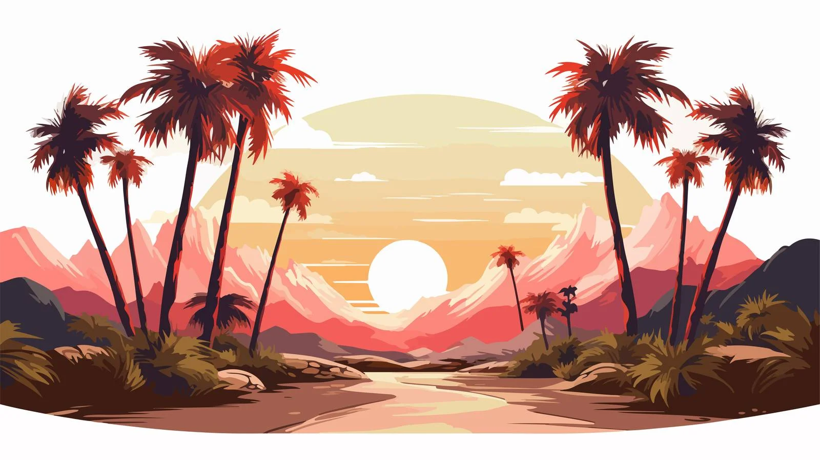 Scenic Road to Sunlit Mountains — free download from Dotvec