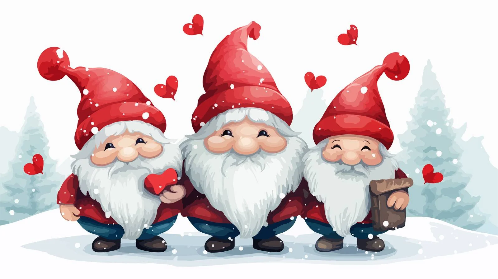 Adorable Christmas Gnomes with Hearts — free download from Dotvec