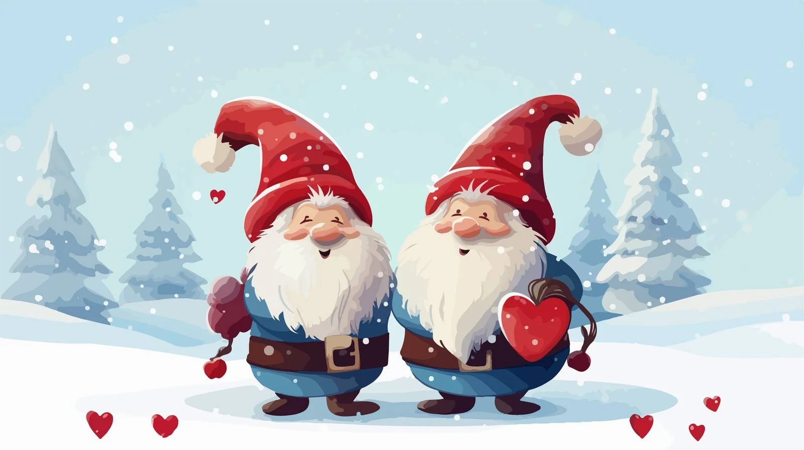 Three Cute Christmas Gnomes with Hearts — free download from Dotvec
