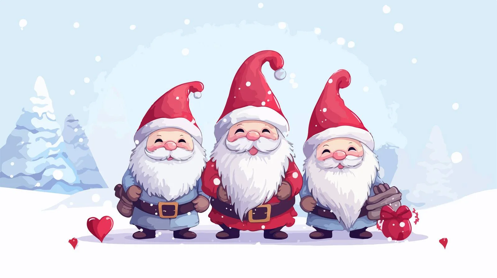 Adorable Christmas Gnomes with Hearts — free download from Dotvec