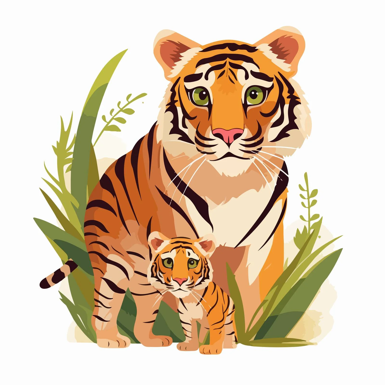 Tiger carrying cub on white background — free download from Dotvec