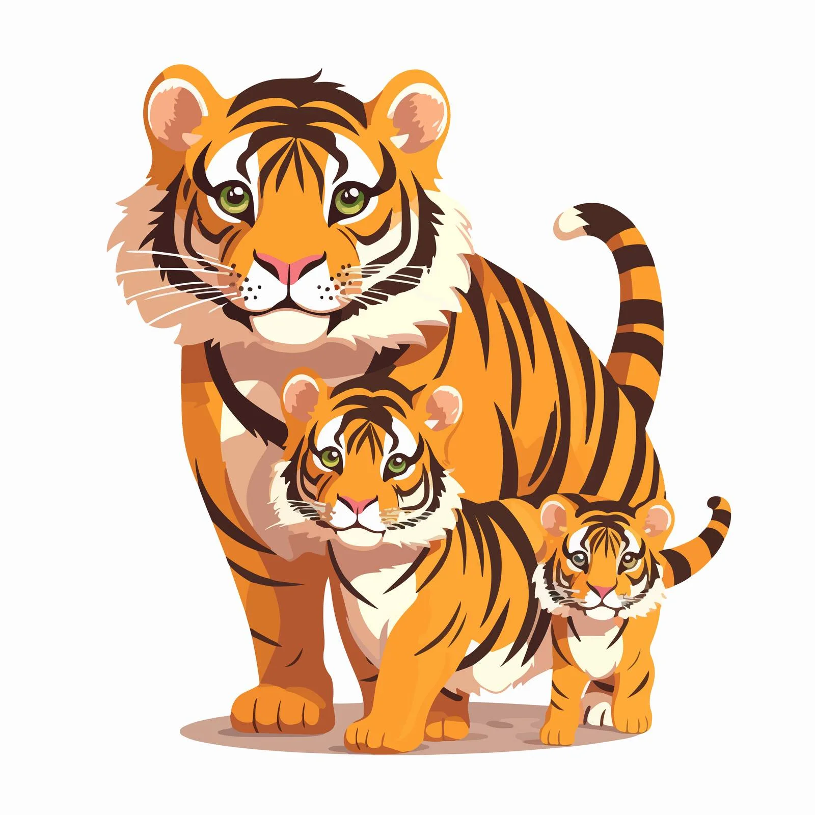 Tender Tiger Carrying Cub, White Background — free download from Dotvec