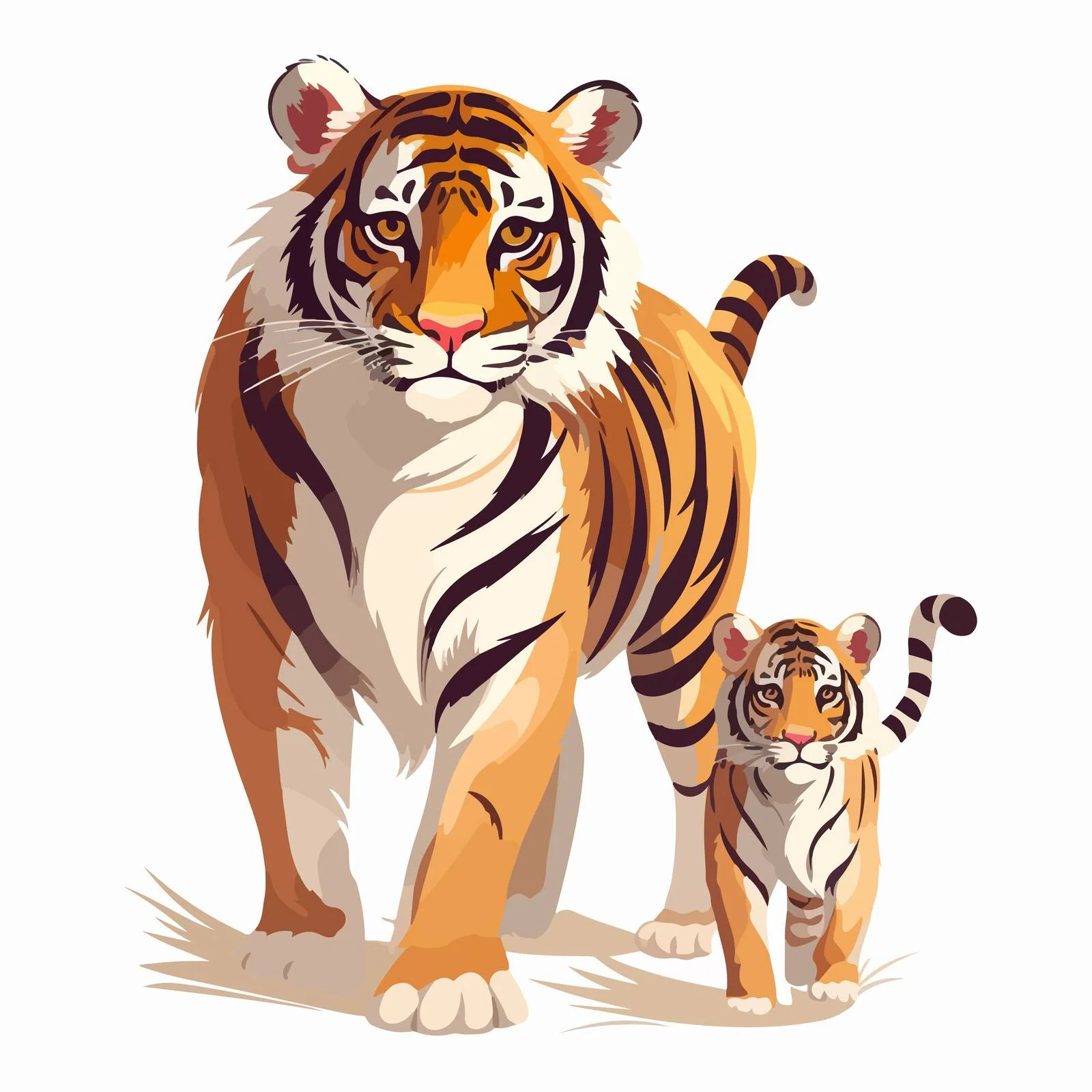 Protective Tiger with Cub on White Background — free download from Dotvec