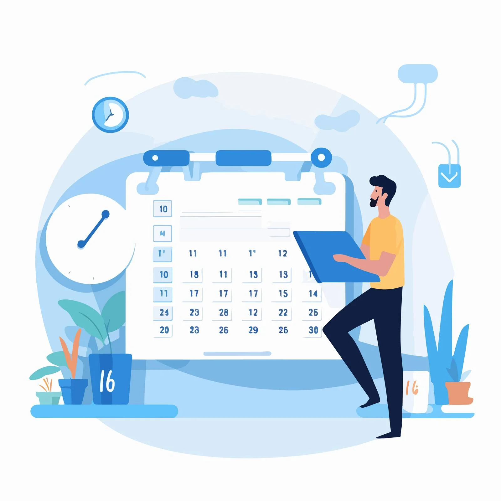 Efficient Time Planning: Man Adjusting Tasks — free download from Dotvec