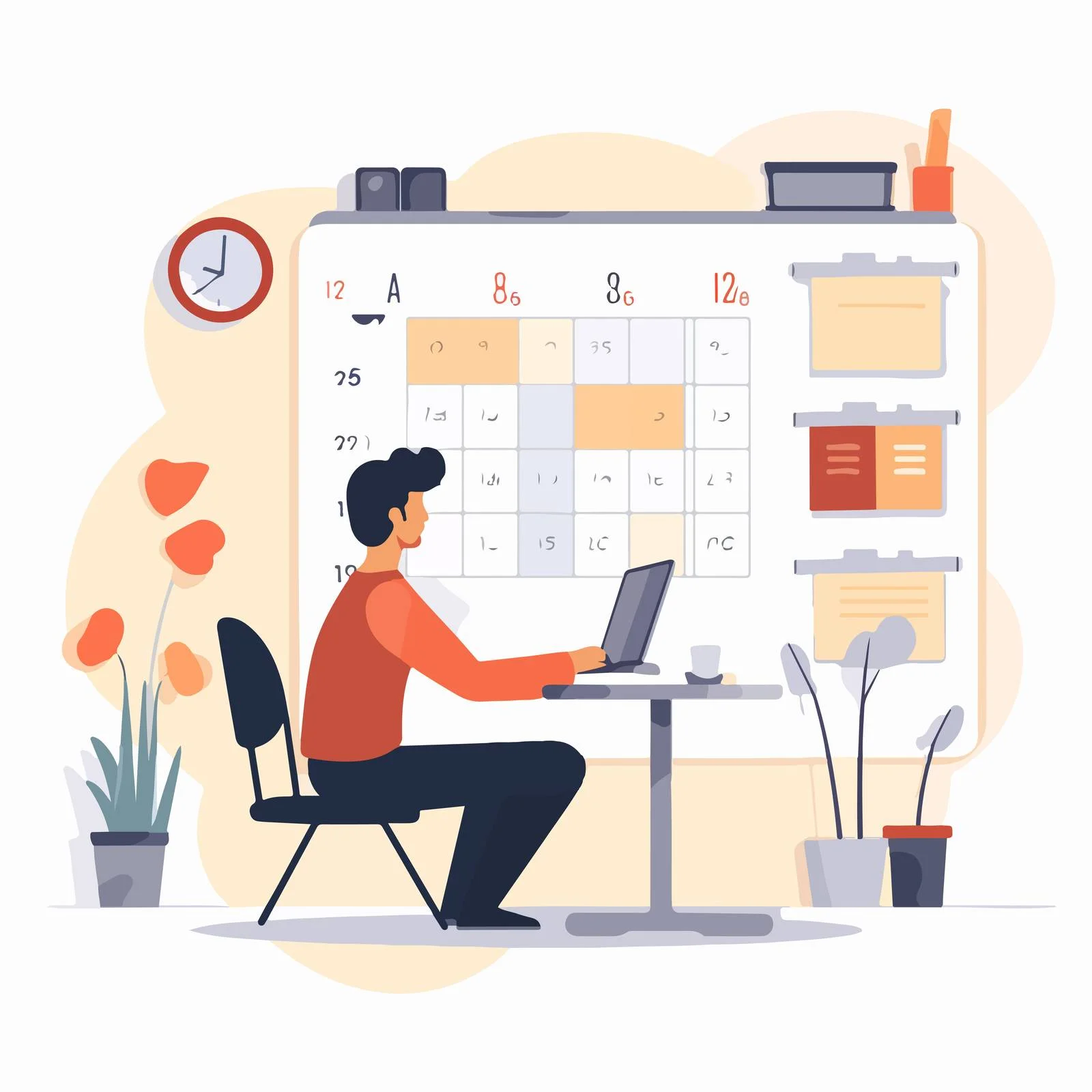Efficient Time Planning: Man Adjusting Task — free download from Dotvec