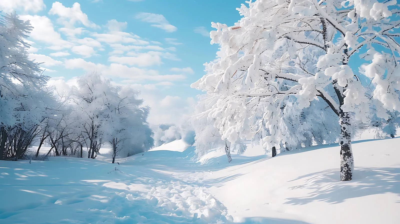 Snowy winter landscape in isolated white — free download from Dotvec