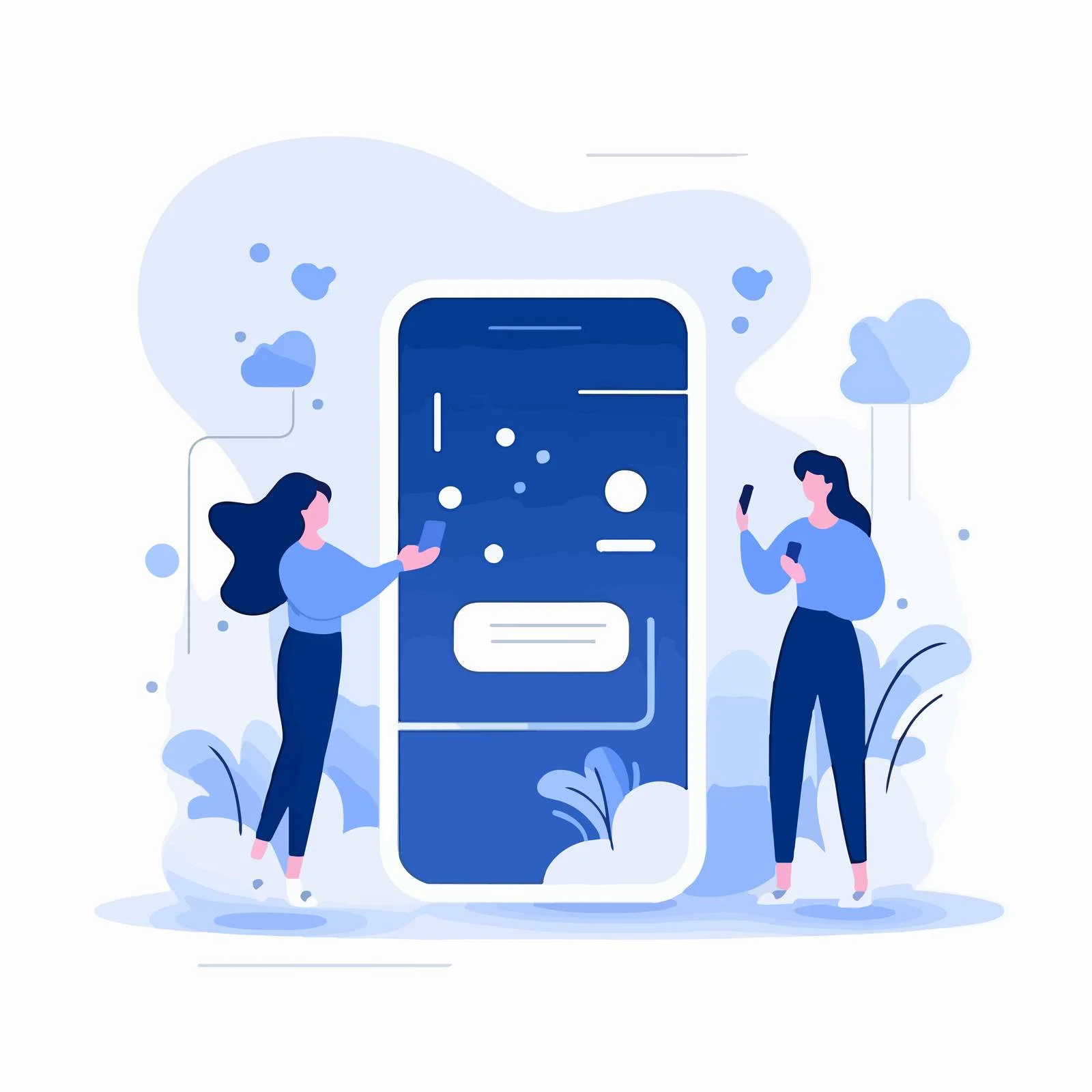 Miniature figures promoting smartphone display — free download from Dotvec