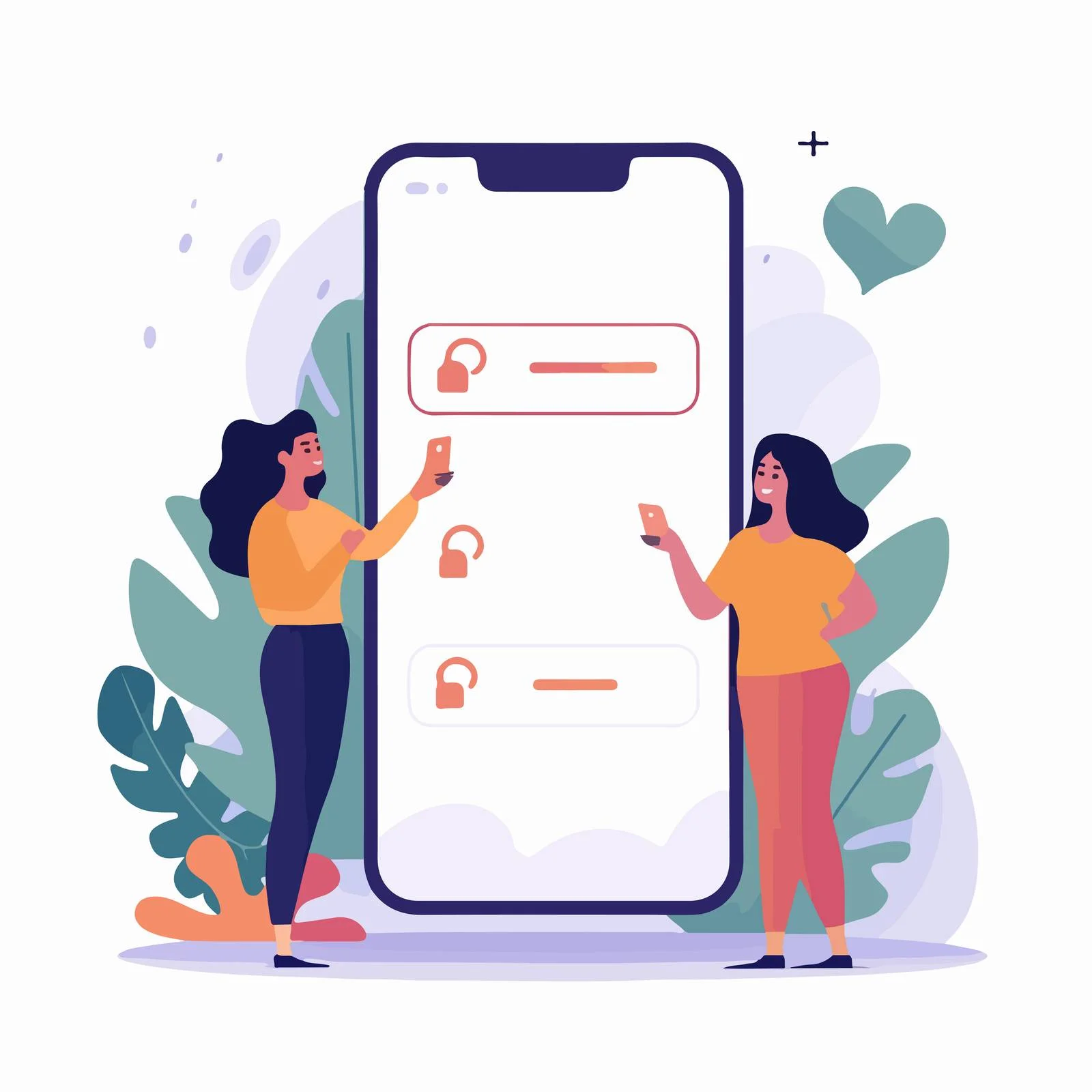 Miniature figures promoting smartphone display — free download from Dotvec