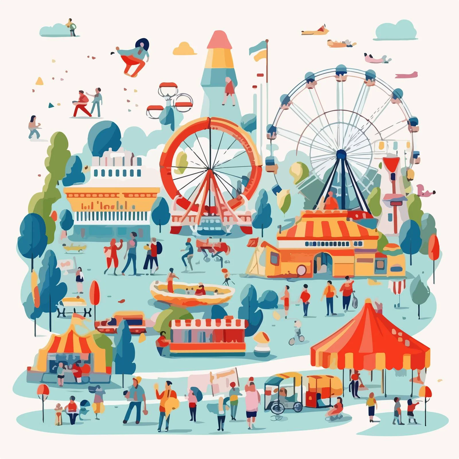 Miniature Figures Enjoying Theme Park Rides — free download from Dotvec