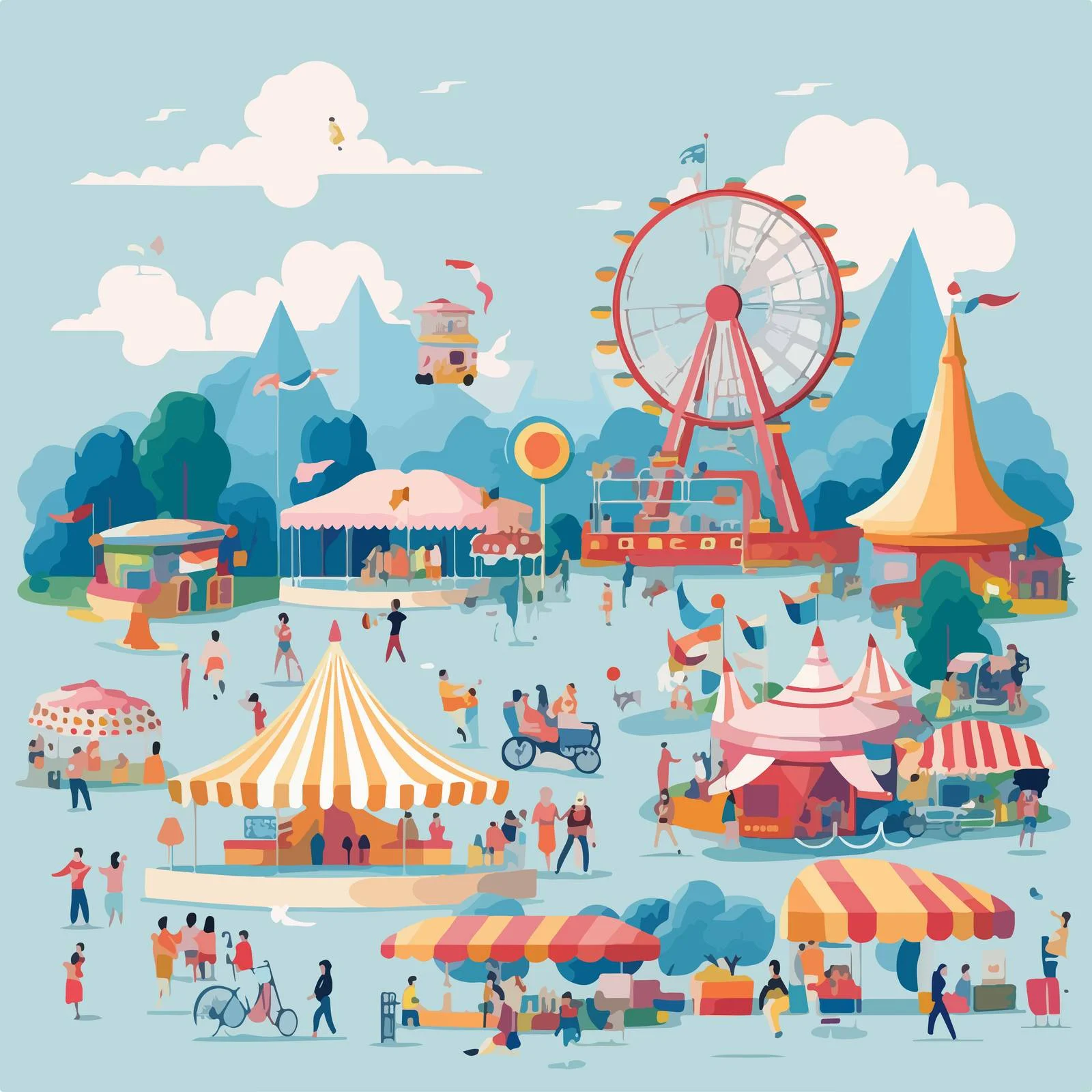 Miniature Figures in Diverse Theme Park — free download from Dotvec