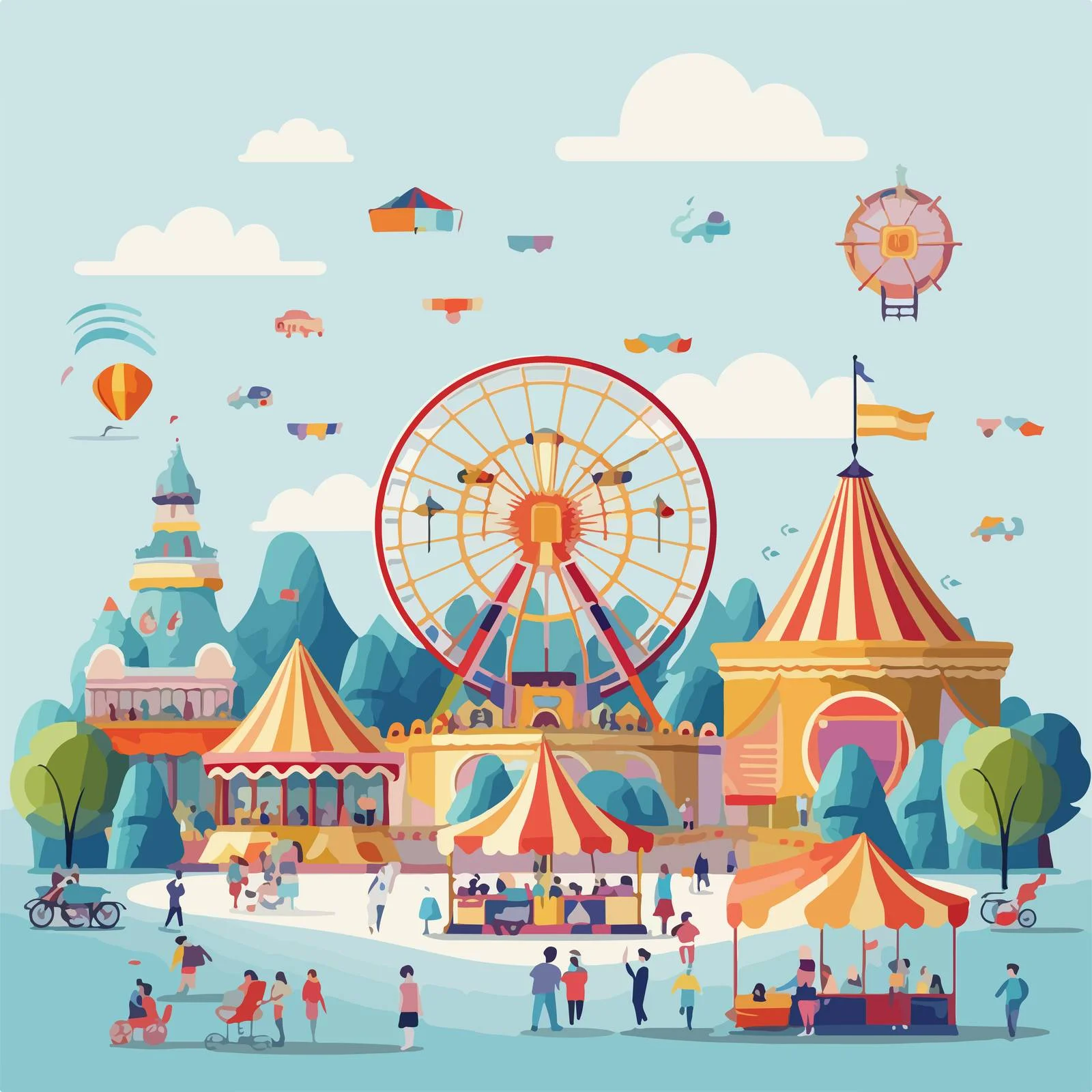 Visitors Enjoying Amusement Park Attractions — free download from Dotvec