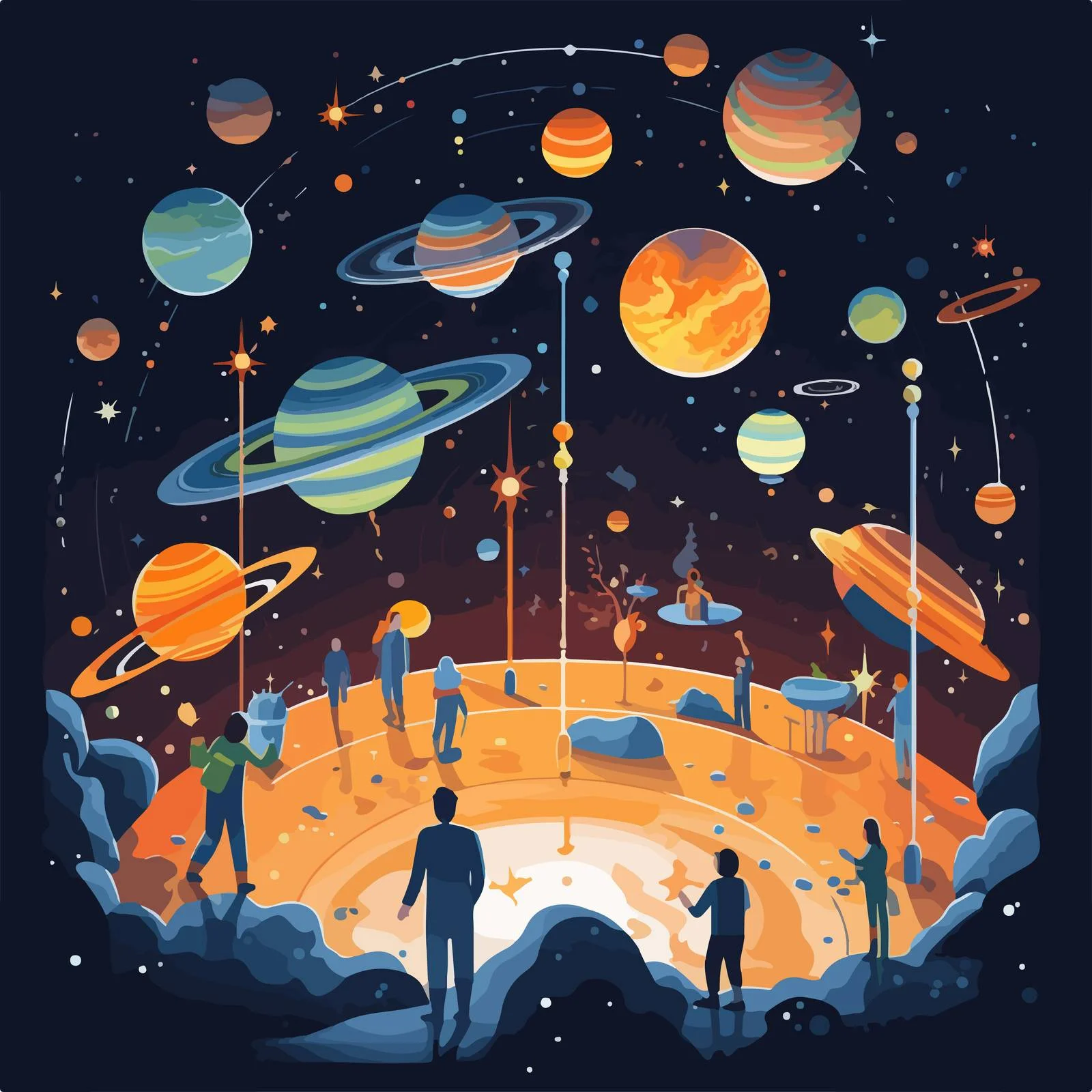Exploring Planetarium Wonders Through Tiny People — free download from Dotvec