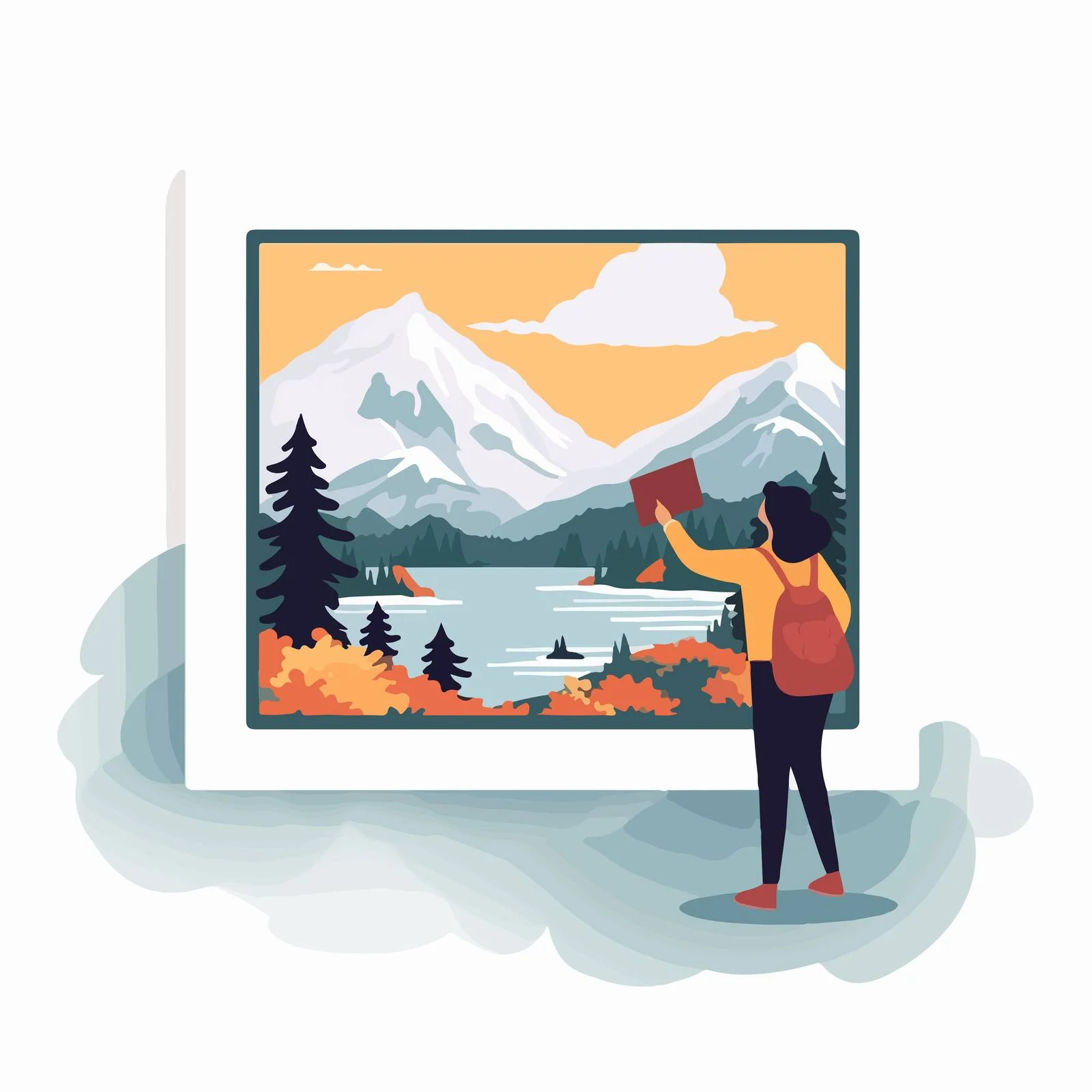 Miniature individual with oversized framed picture — free download from Dotvec