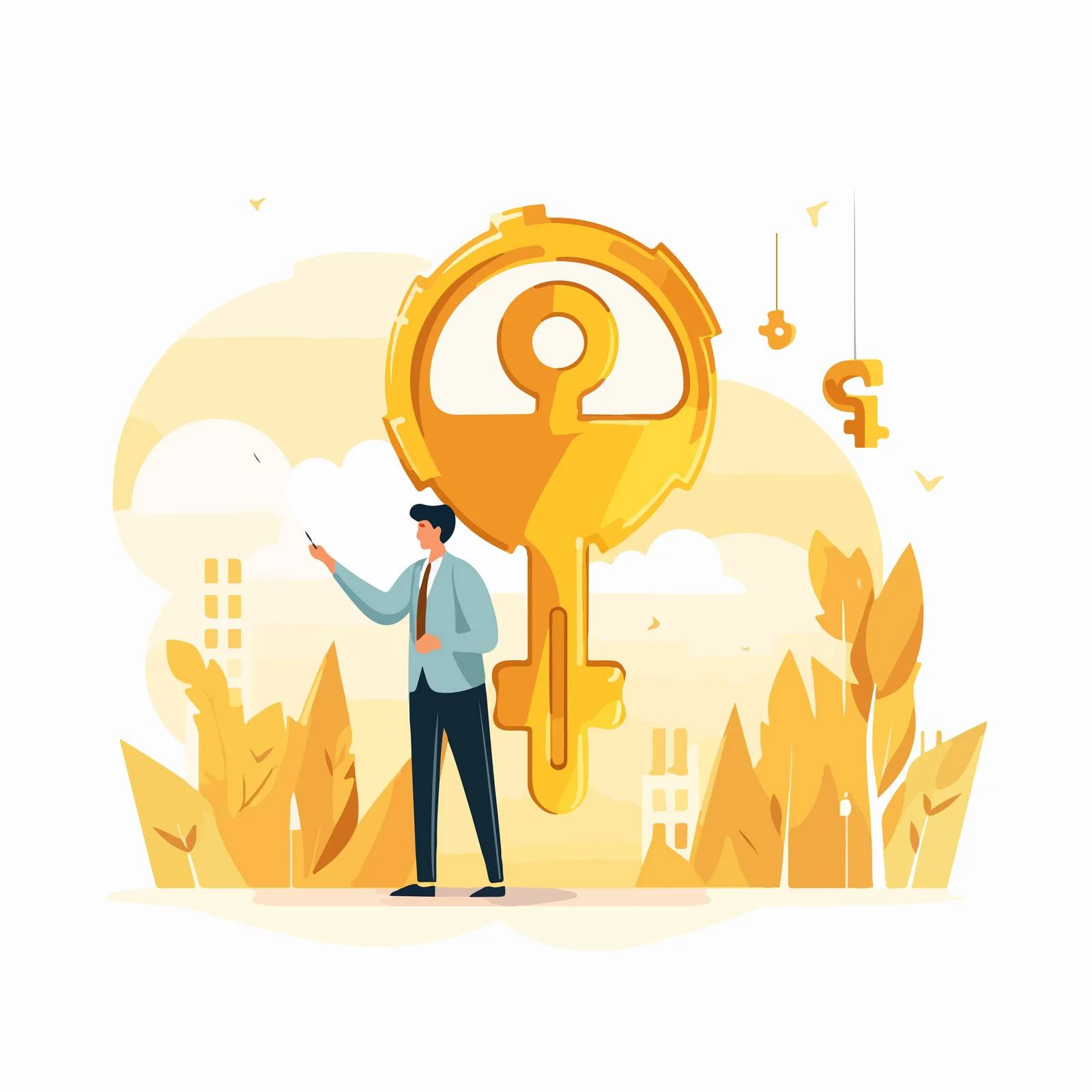 Symbolic Tiny Figure Grasps Large Success Key — free download from Dotvec