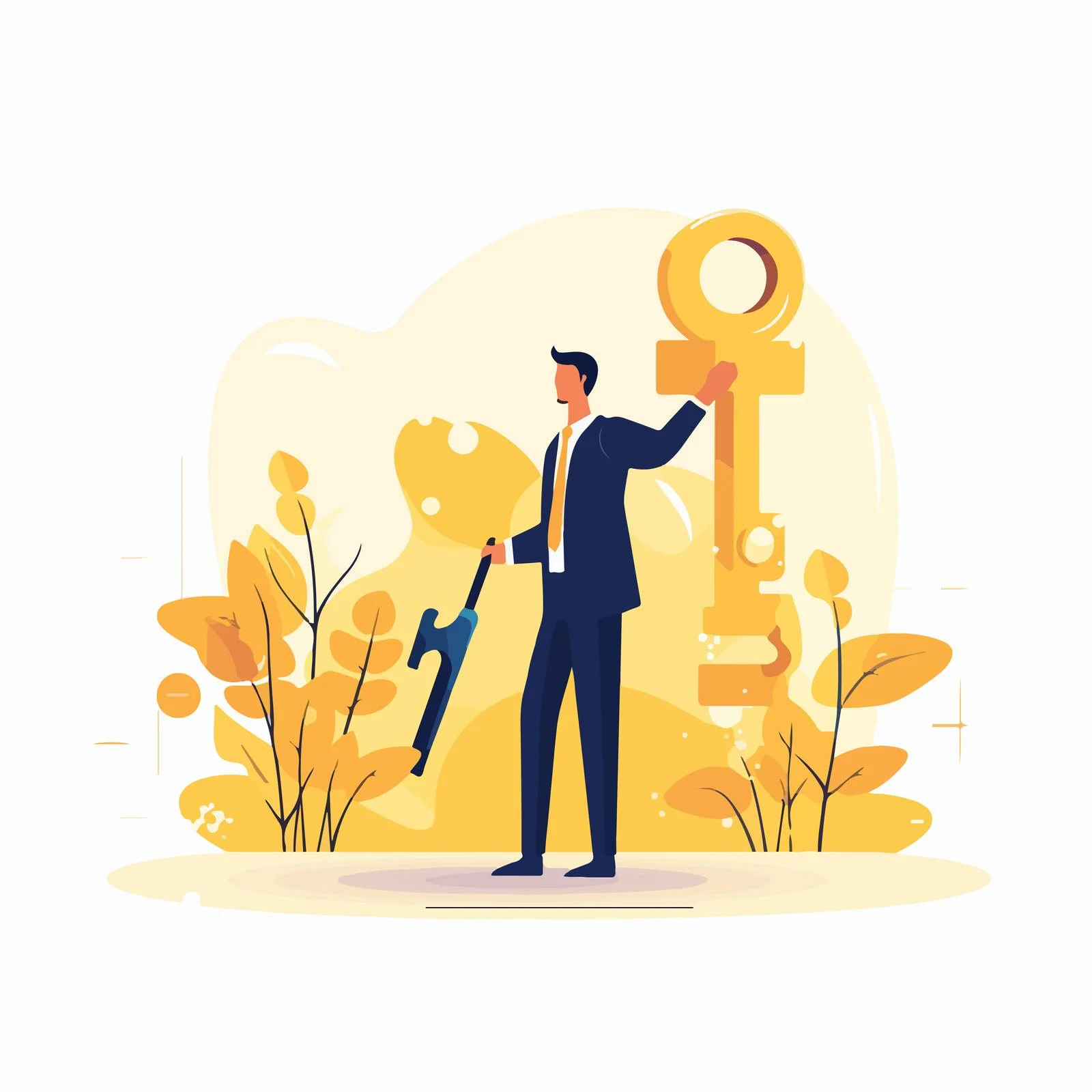 Symbolic Success: Person with Golden Key — free download from Dotvec
