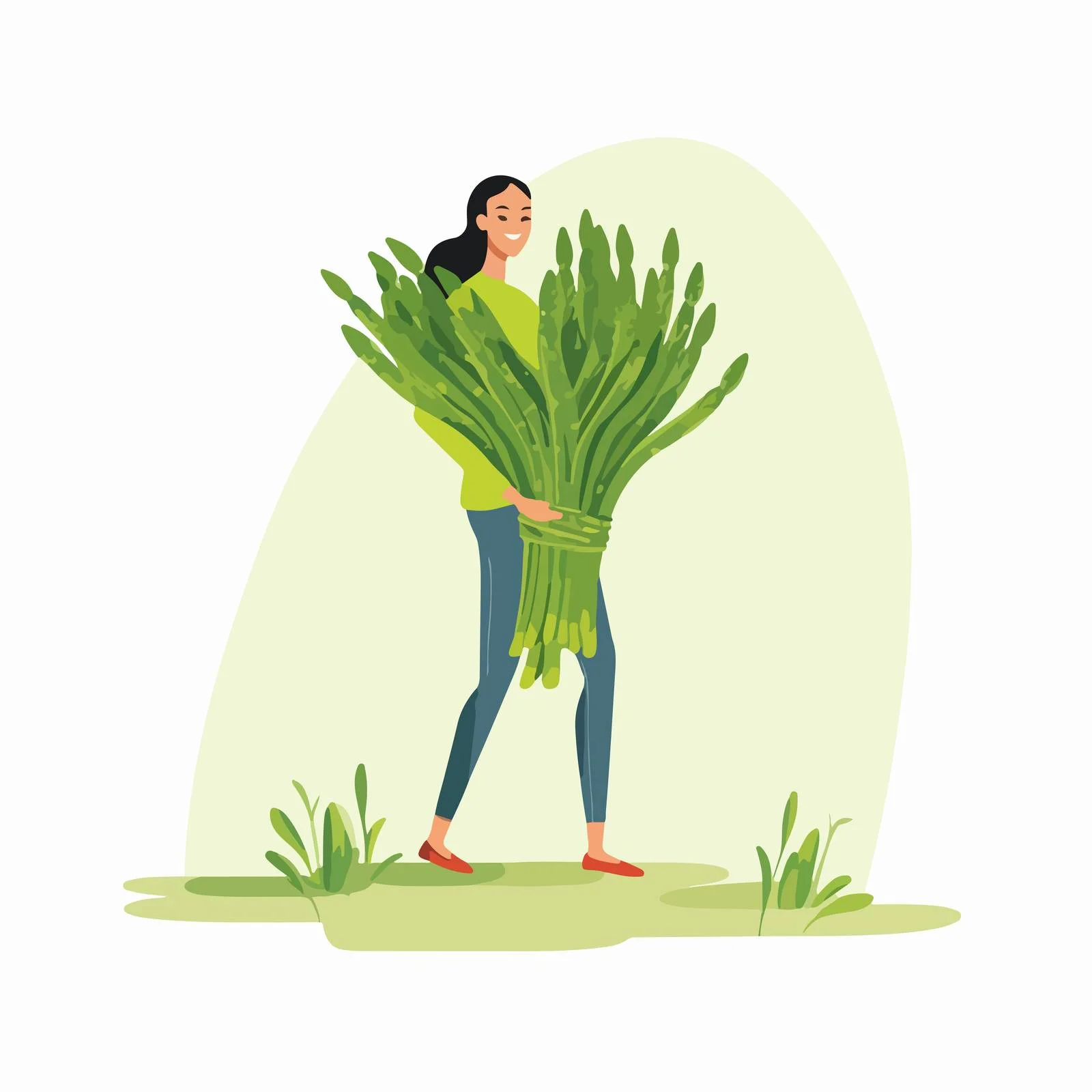 Petite individual with large asparagus bunch — free download from Dotvec