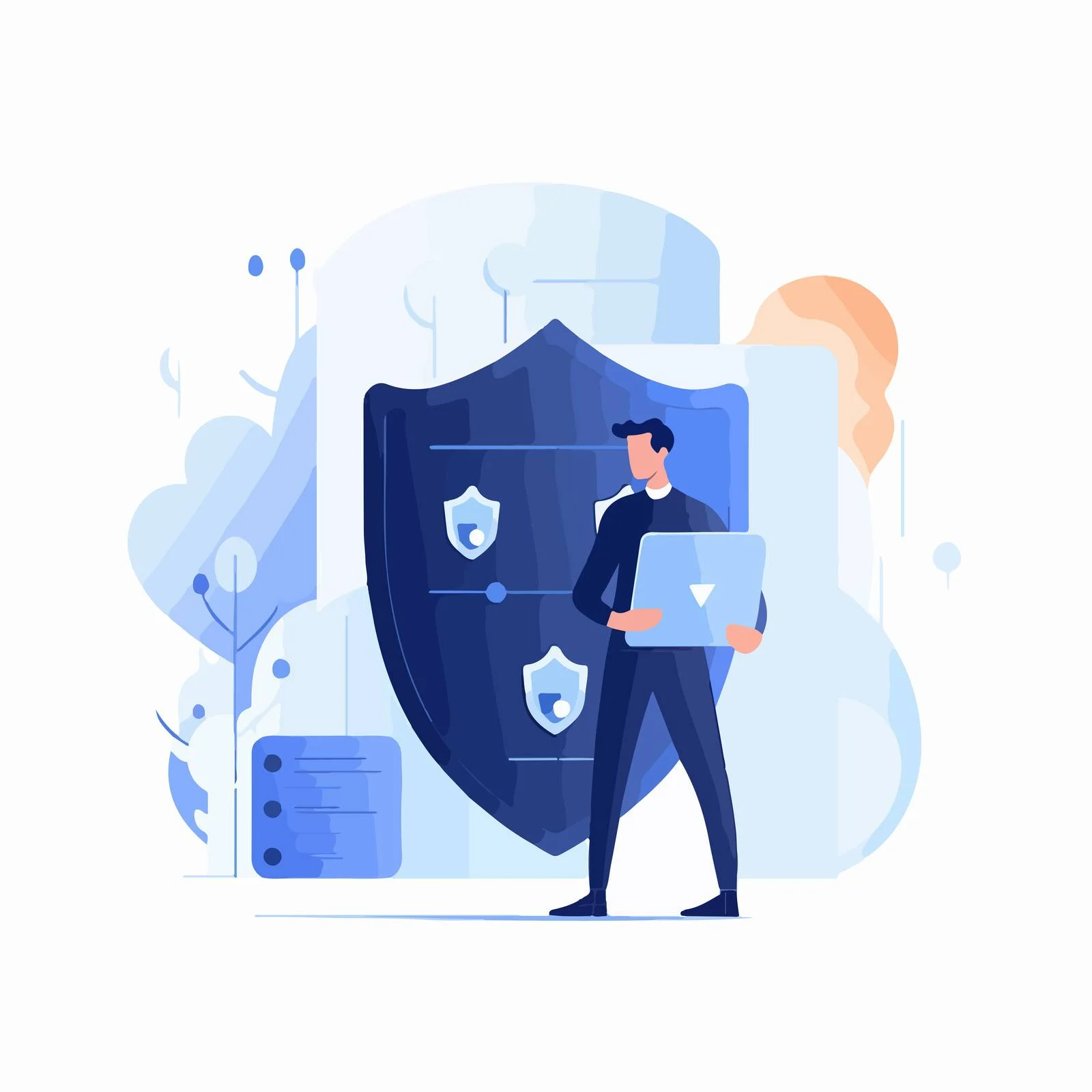 Guarded figure with protective shield emblem — free download from Dotvec