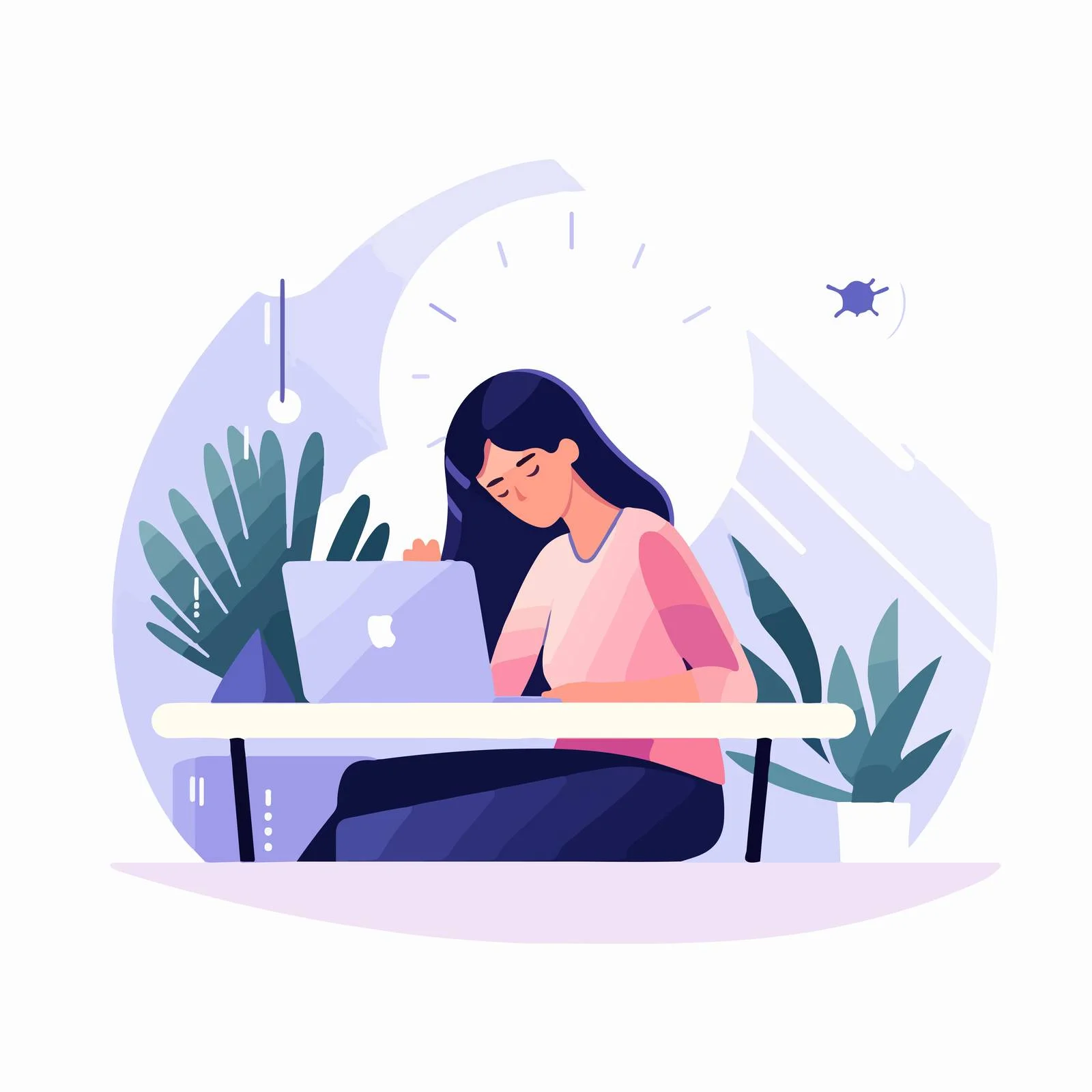 Fatigued Worker at Computer Desk in Office — free download from Dotvec