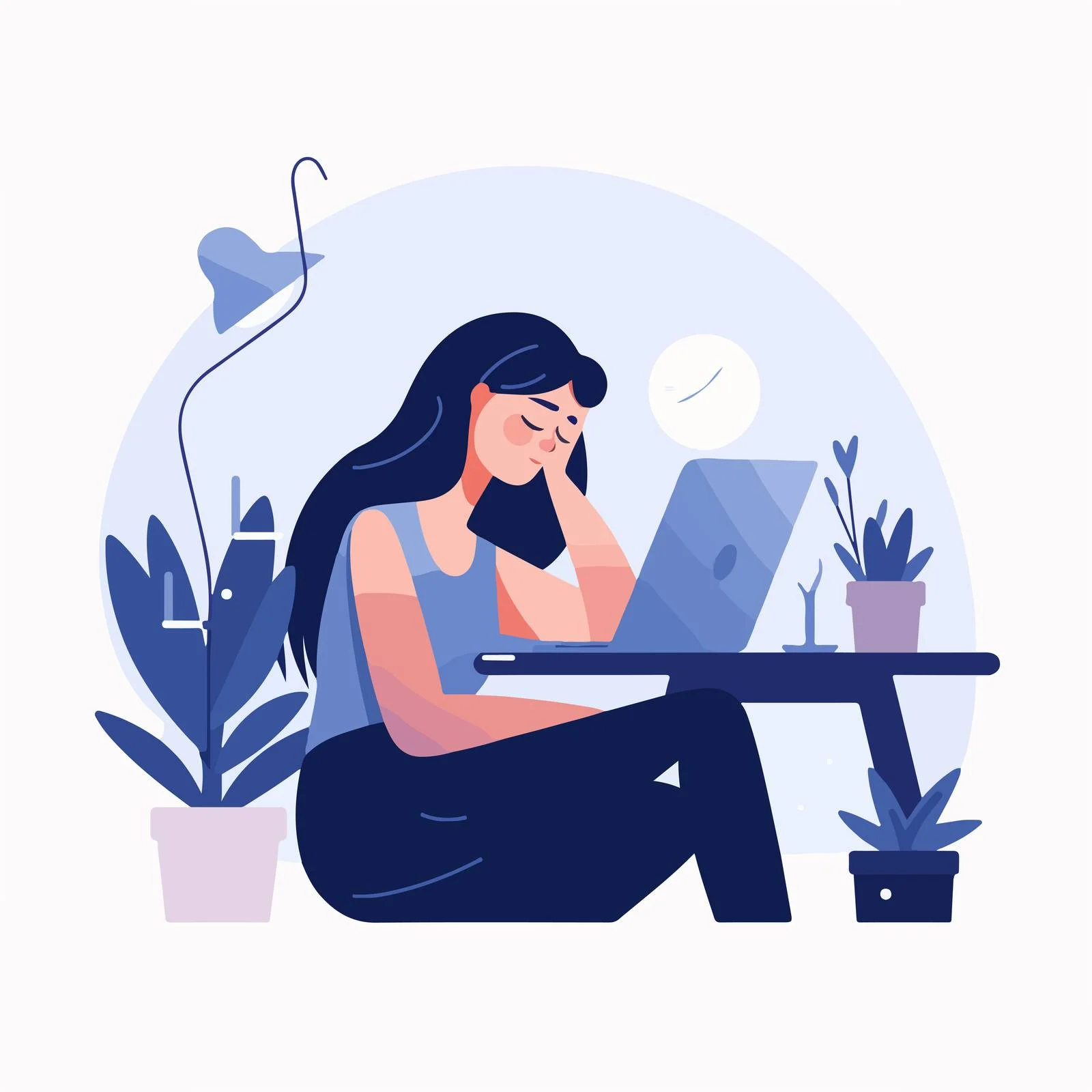 Fatigued Office Worker at Computer Desk — free download from Dotvec