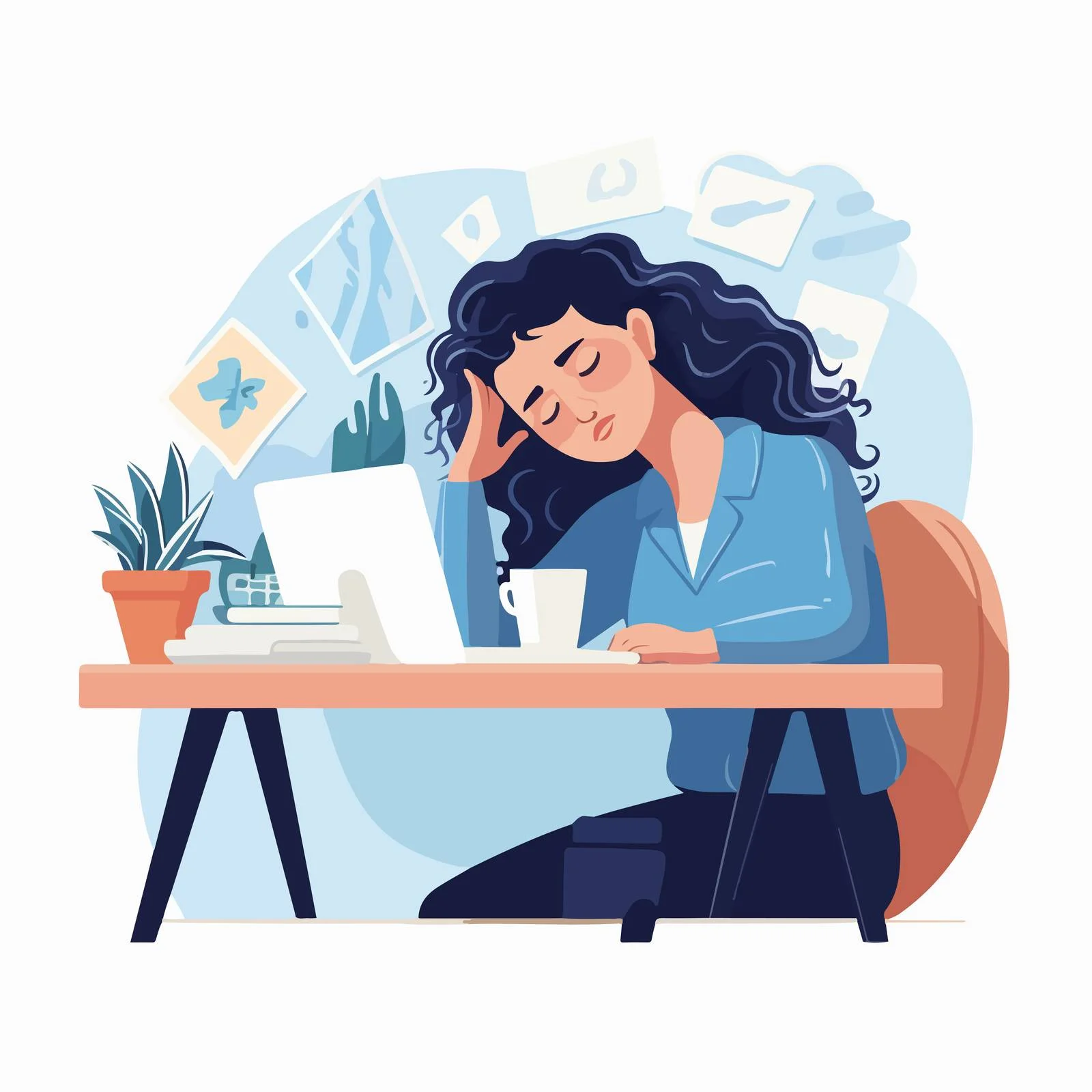 Fatigued Office Worker at Desk Struggling — free download from Dotvec