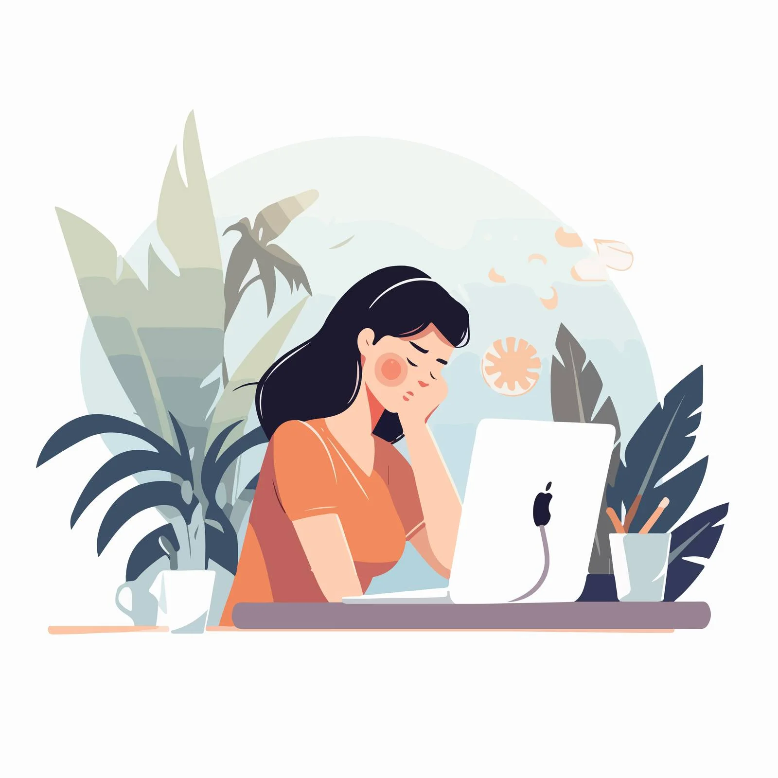 Fatigued Office Worker at Computer Desk — free download from Dotvec