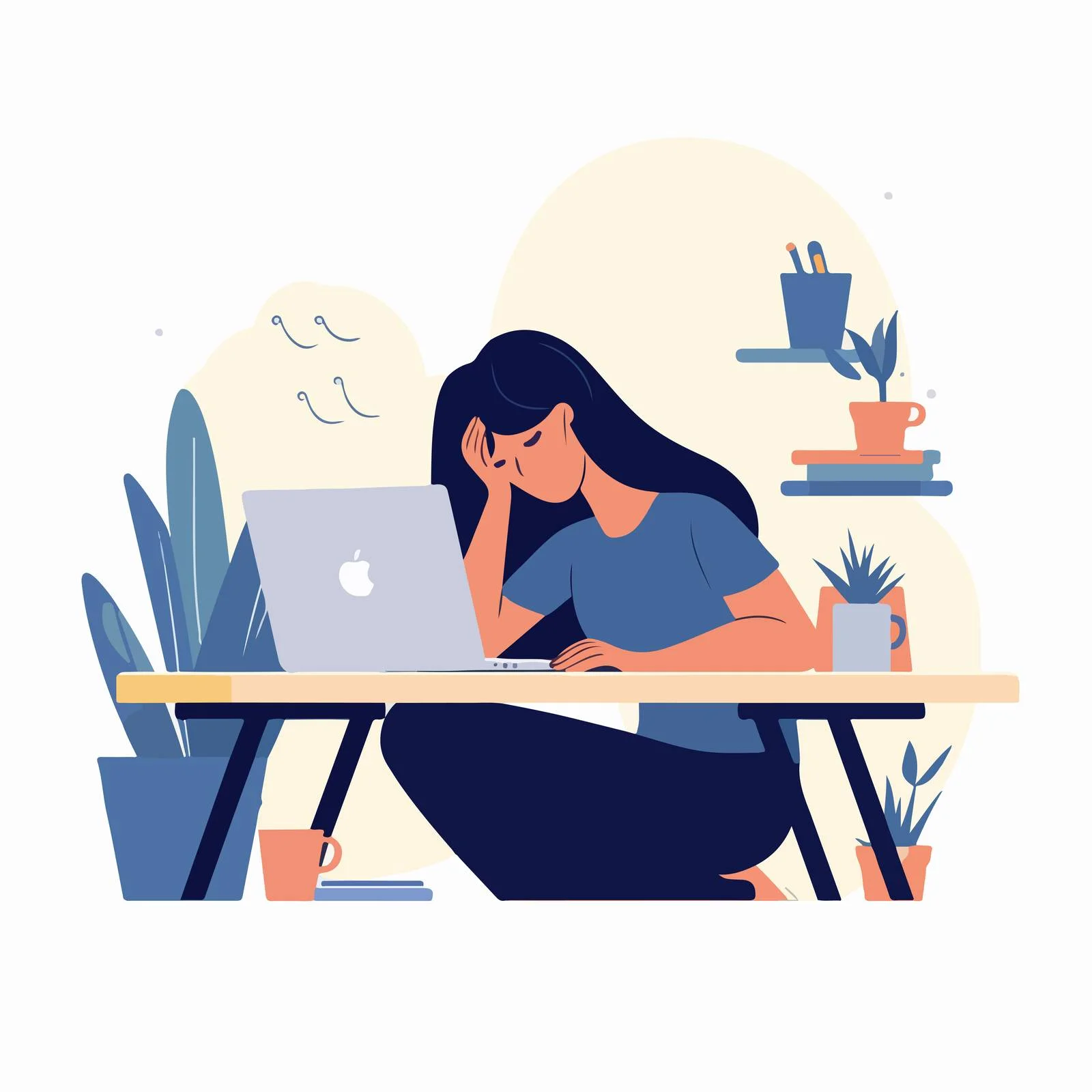 Exhausted Office Worker with Bored Expression — free download from Dotvec